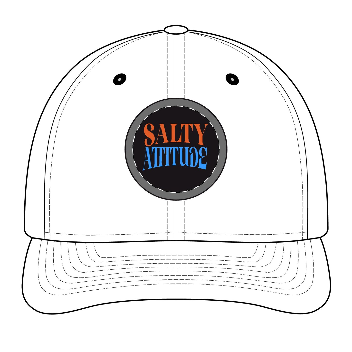 Trucker Hat - "Salty Attitude" Embroidered Patch Snapback
