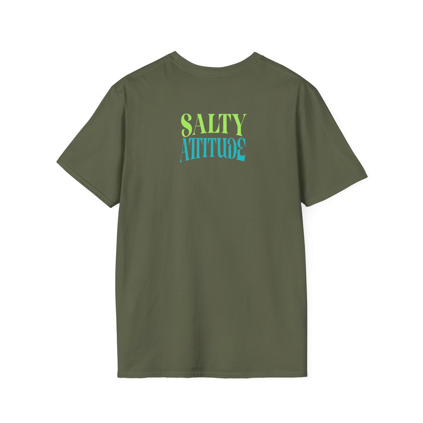 Salty Attitude Beach T-Shirt — Coastal Vacation Shirt with Boat & Palm Icons