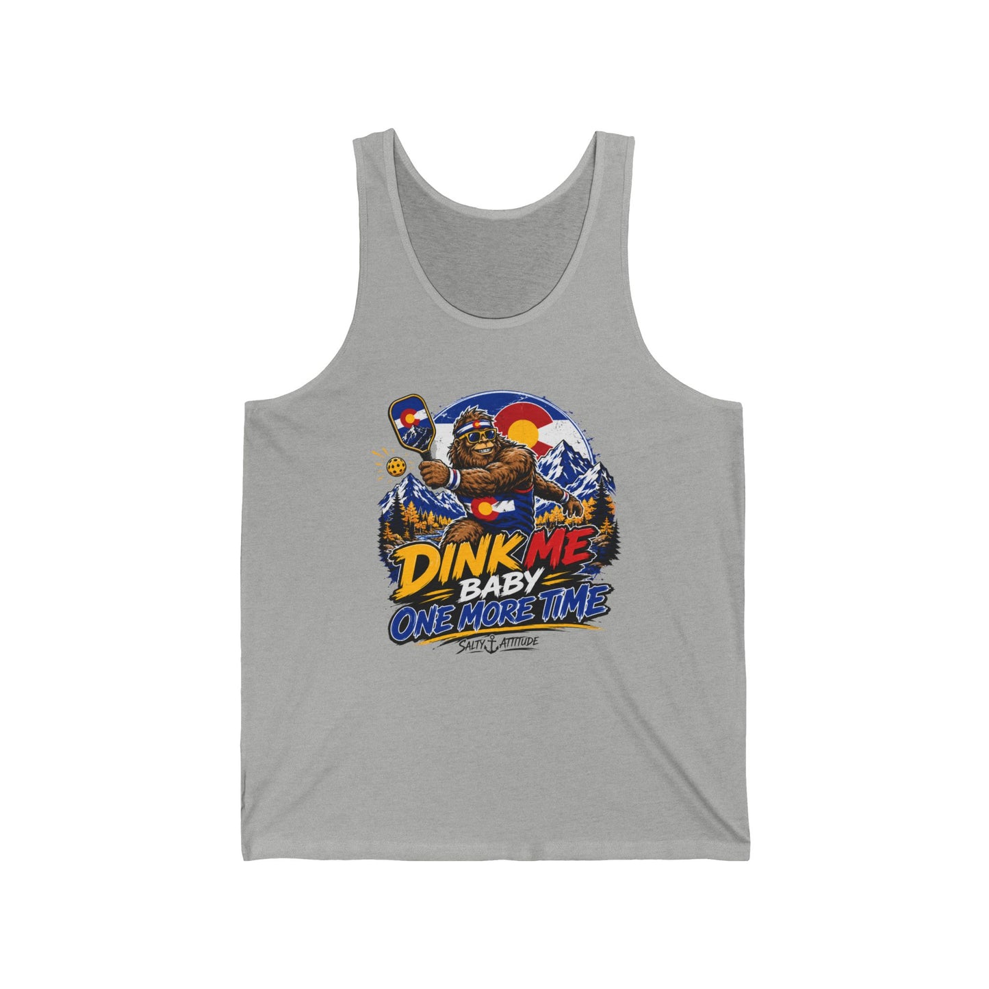 Dink Me Baby Tank Top — Retro Beach Surf Graphic with 'Dink Me Baby One More Time'