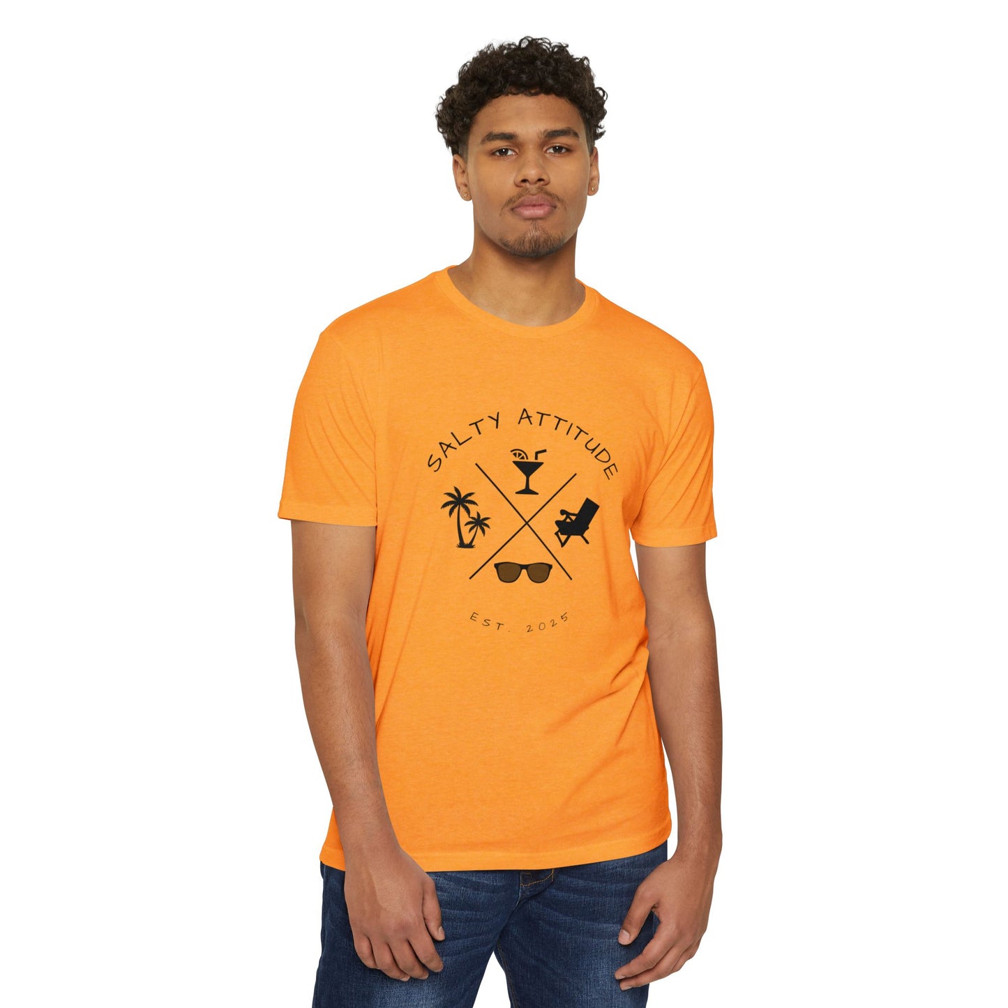 Salty Attitude Beach T-Shirt — Tropical Palm Cocktail Graphic Tee