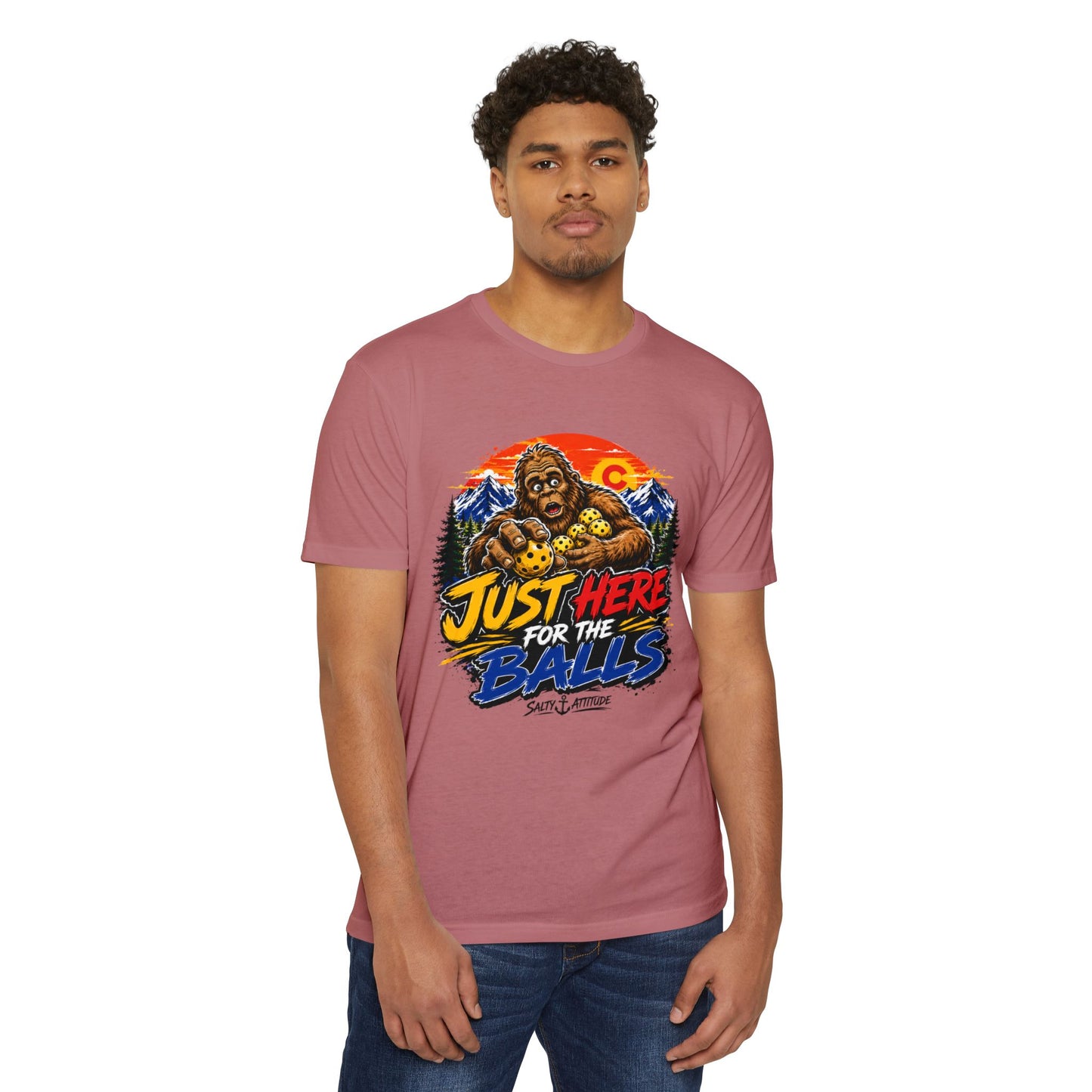 Just Here for the Balls T-Shirt — Funny Salty Attitude Sports Pickleball Tee