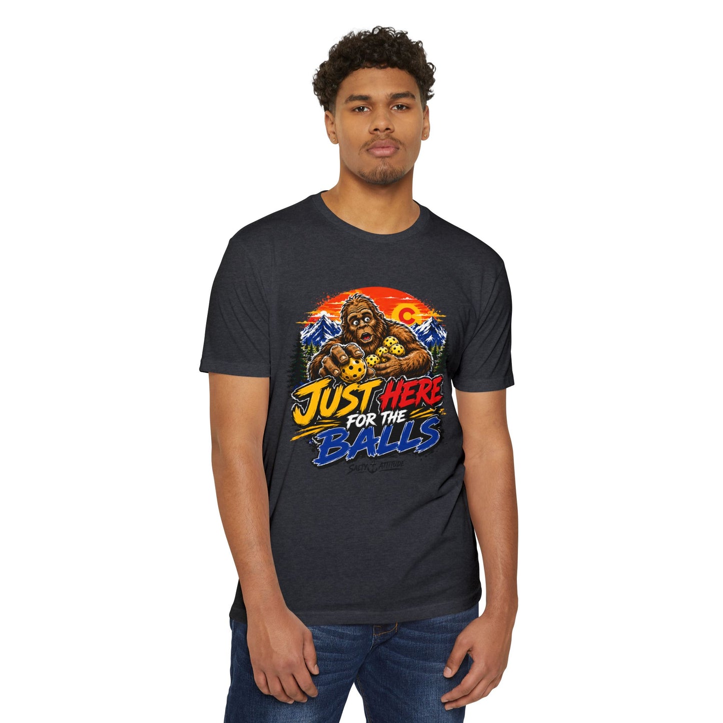 Just Here for the Balls T-Shirt — Funny Salty Attitude Sports Pickleball Tee