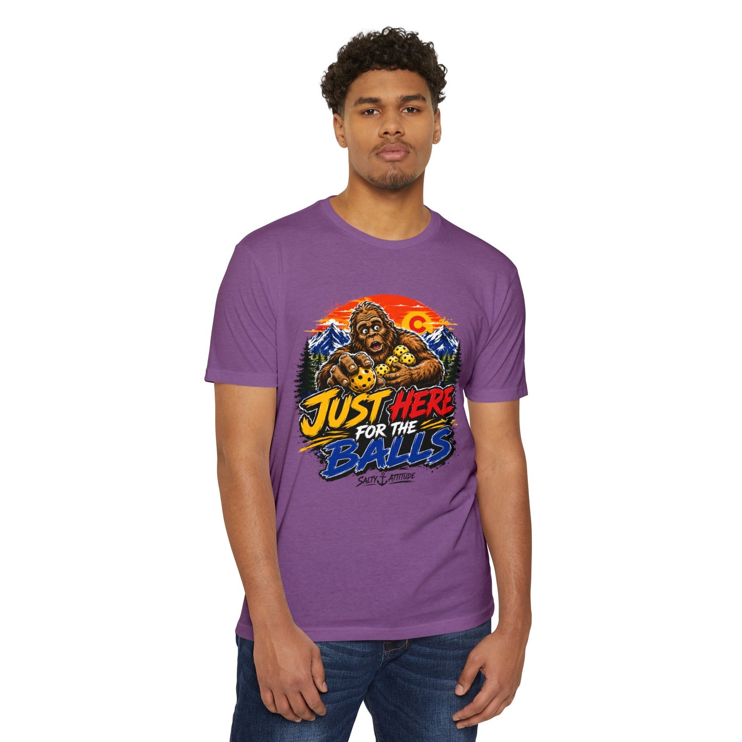 Just Here for the Balls T-Shirt — Funny Salty Attitude Sports Pickleball Tee