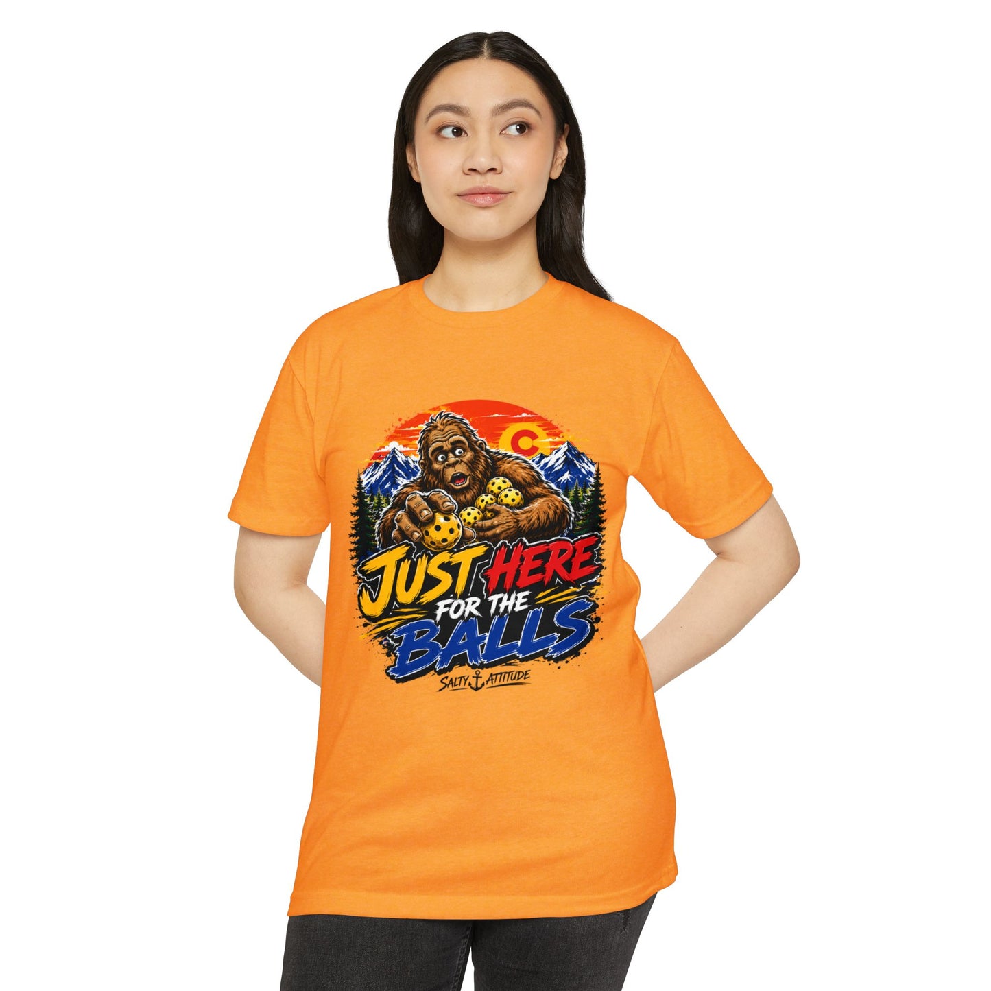 Just Here for the Balls T-Shirt — Funny Salty Attitude Sports Pickleball Tee