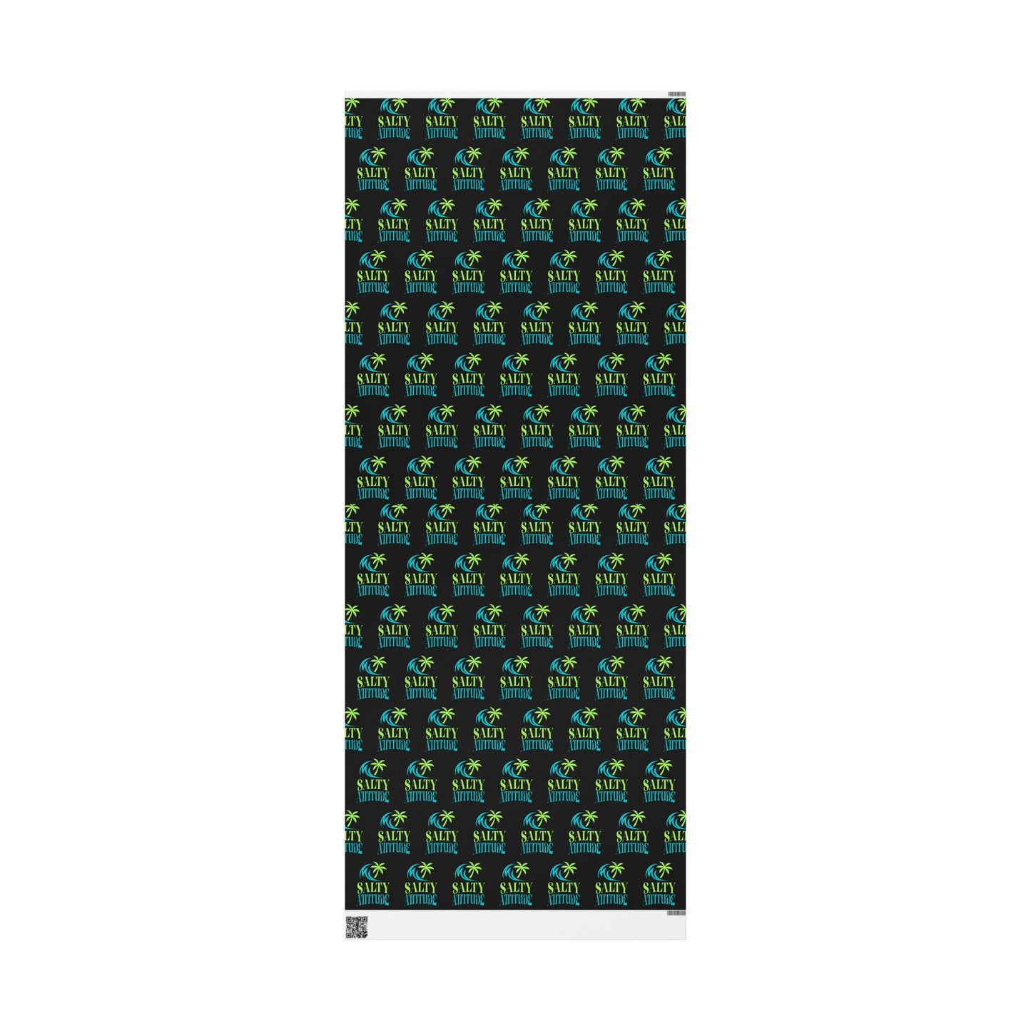 Wrapping Paper — Neon Retro Skate Pattern on Black (Holiday Gift Wrap)