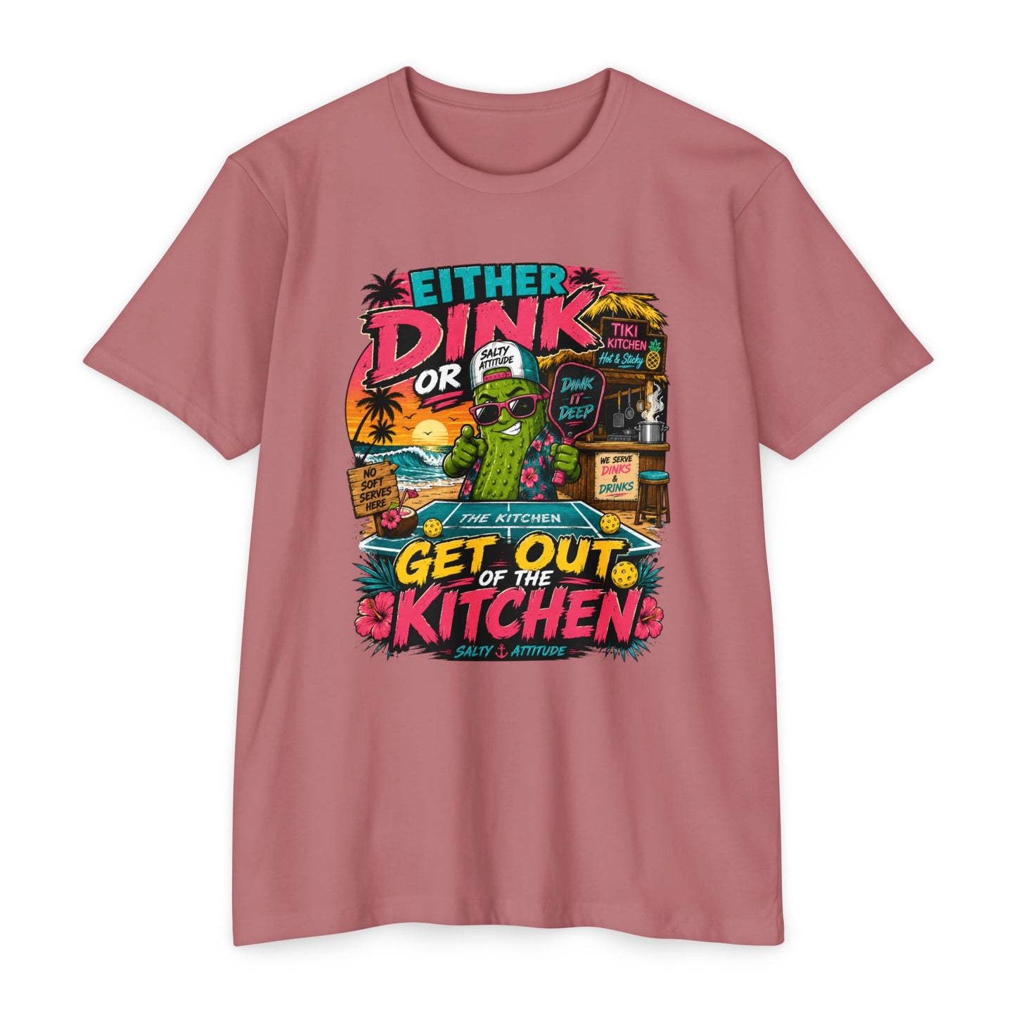 Either Dink or Get Out of the Kitchen T-Shirt – Funny Beach Bar Salty Crew Tee