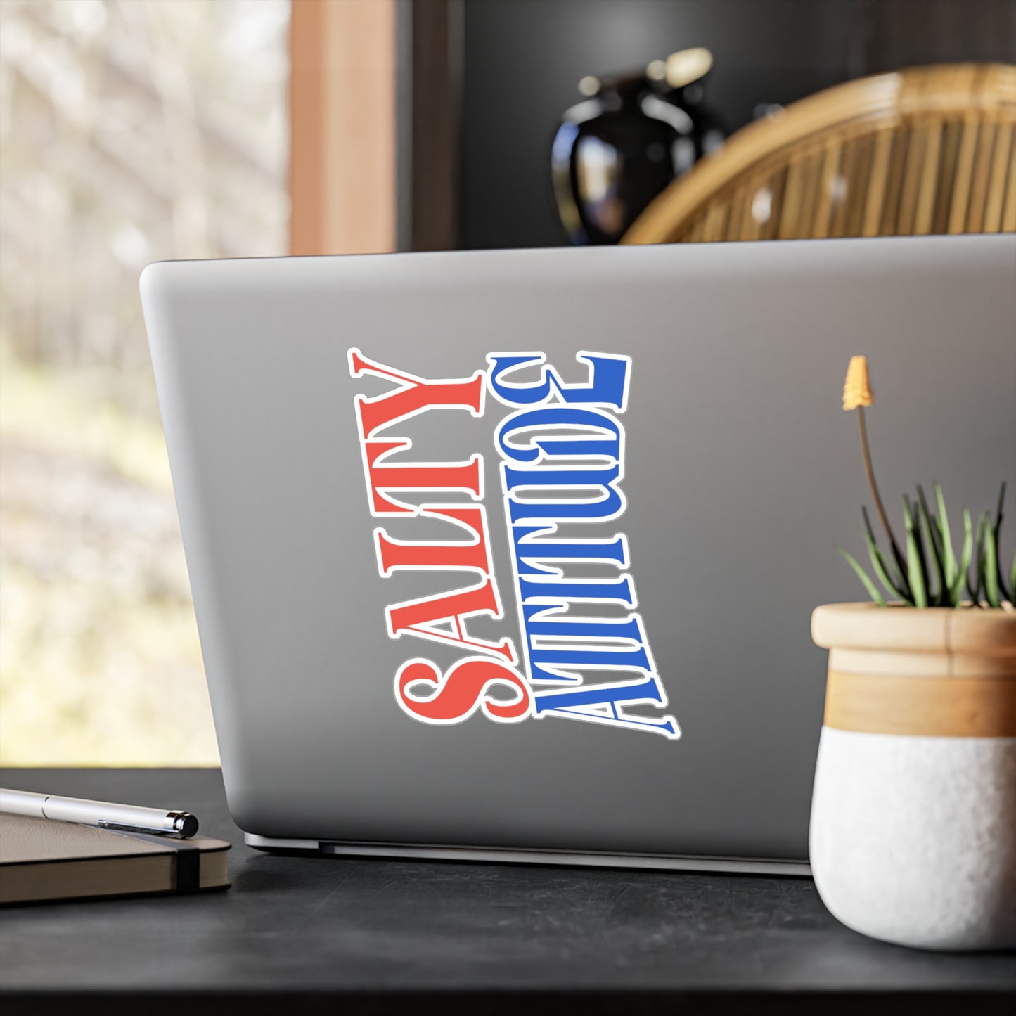 Salty Attitude Vinyl Sticker — Red & Blue Kiss-Cut Decal