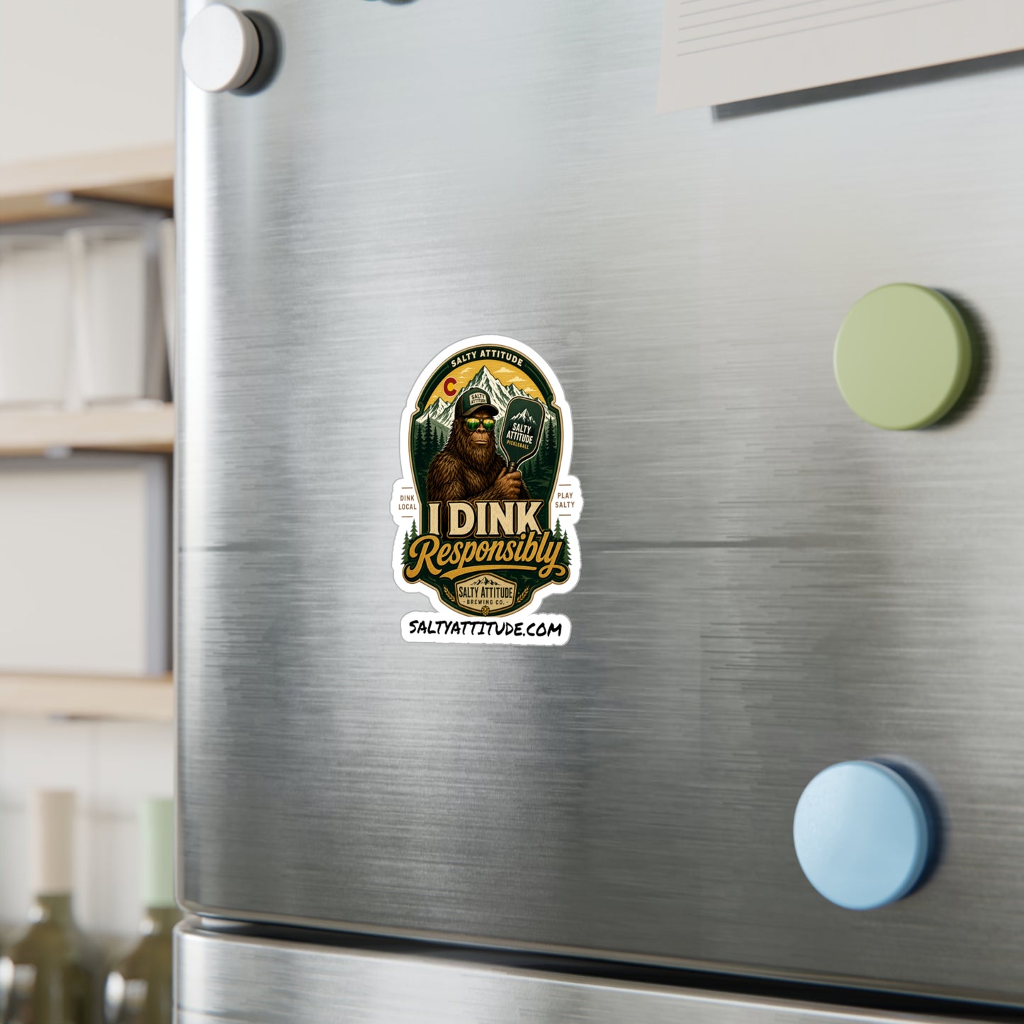 Kiss-Cut Sticker — “I Dink Responsibly” Bigfoot Beer Logo Vinyl Decal