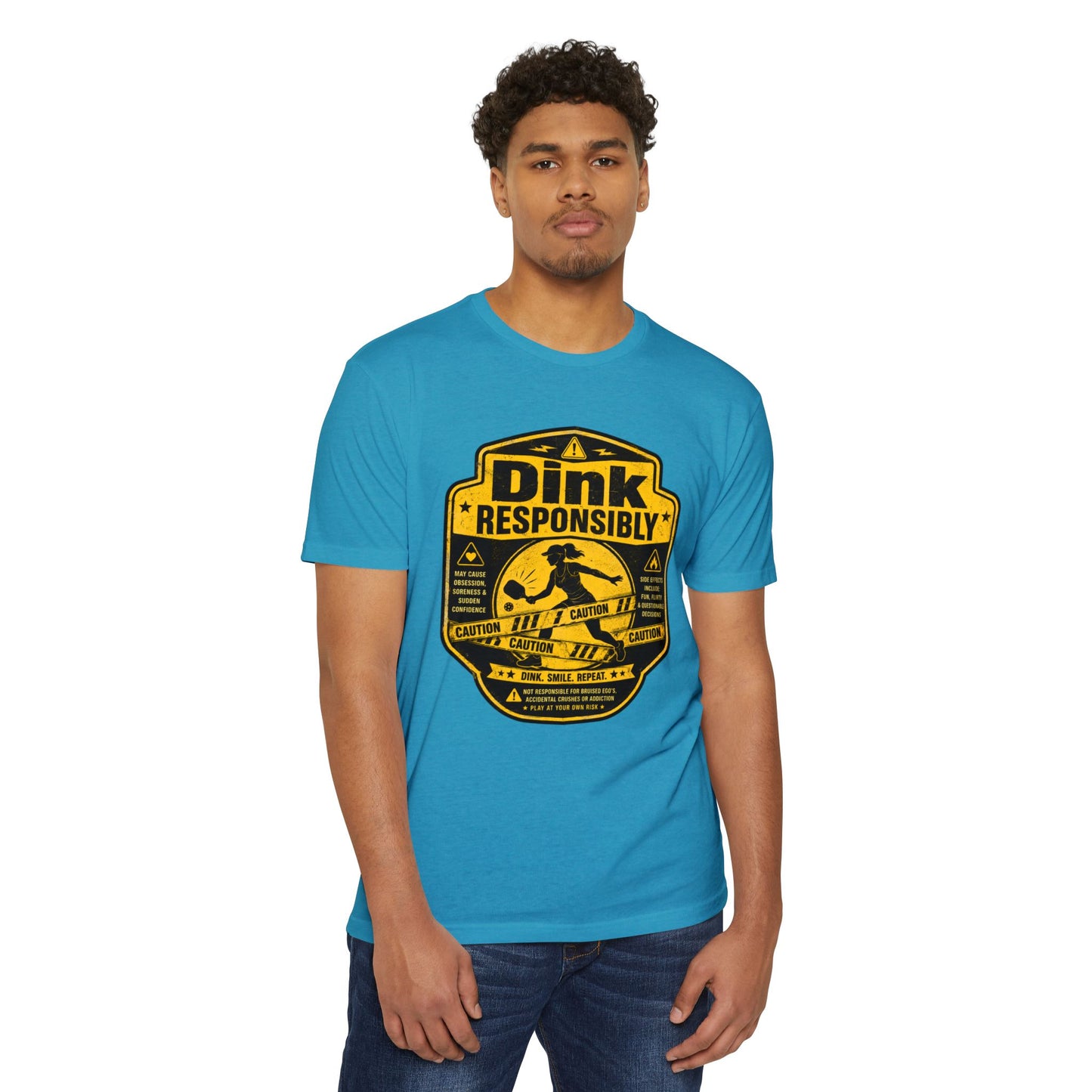 Dink Responsibly T-Shirt — Funny Pickleball 'Dink Responsibly' Graphic Tee (Salty Logo on Back)