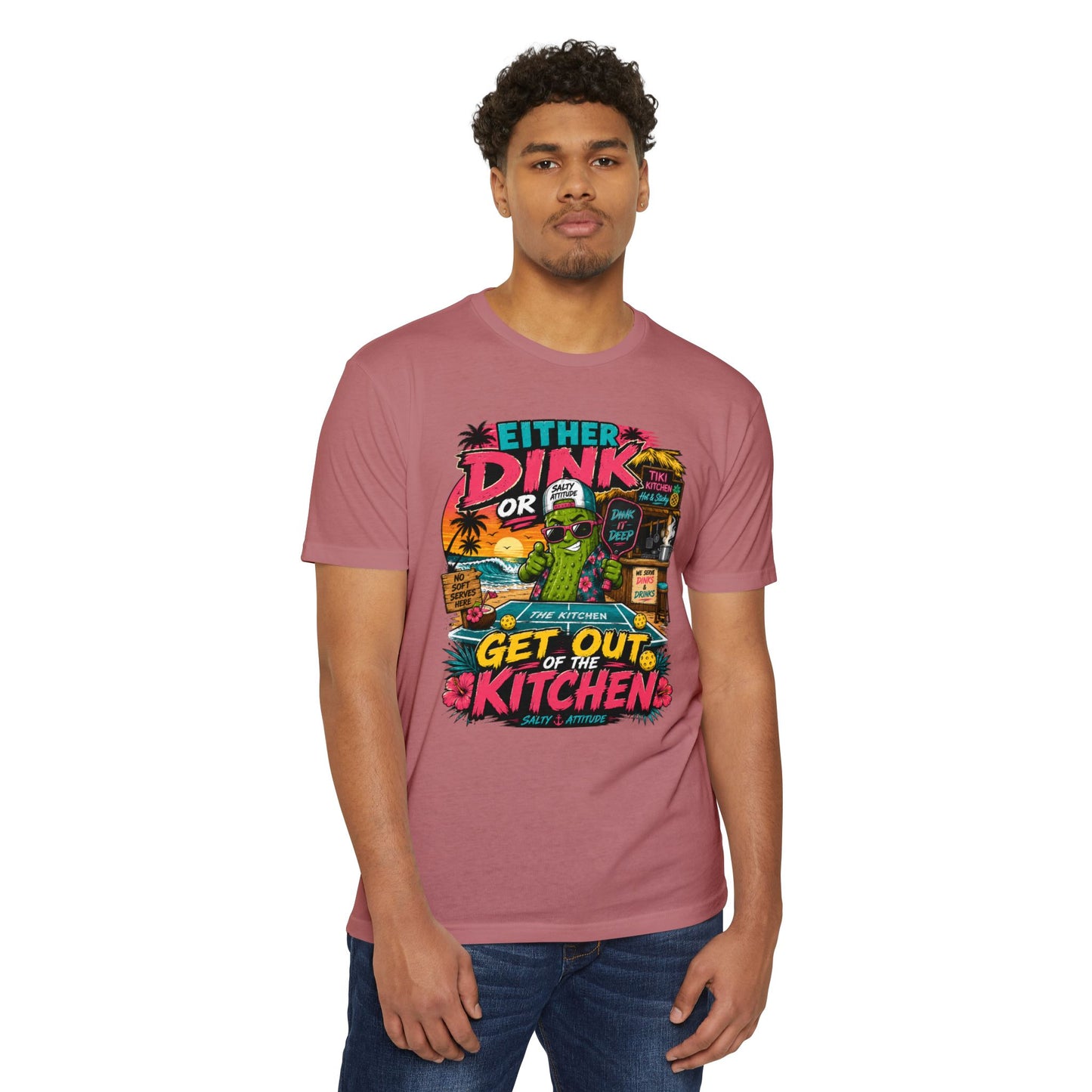 Either Dink or Get Out of the Kitchen T-Shirt – Funny Beach Bar Salty Crew Tee