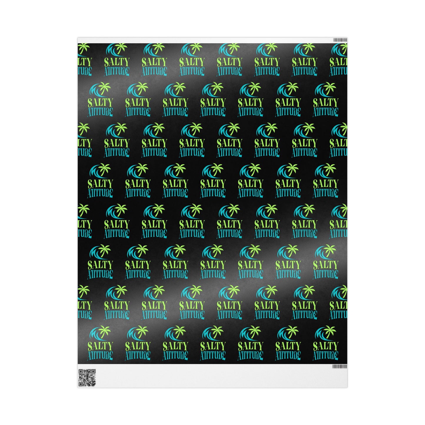 Wrapping Paper — Neon Retro Skate Pattern on Black (Holiday Gift Wrap)