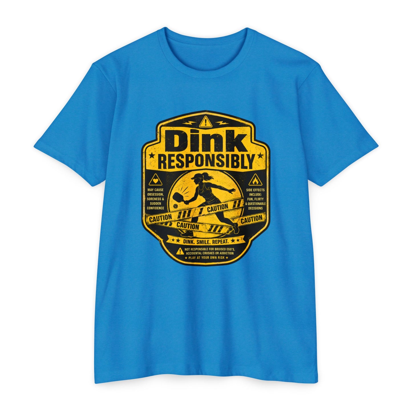 Dink Responsibly T-Shirt — Funny Pickleball 'Dink Responsibly' Graphic Tee (Salty Logo on Back)