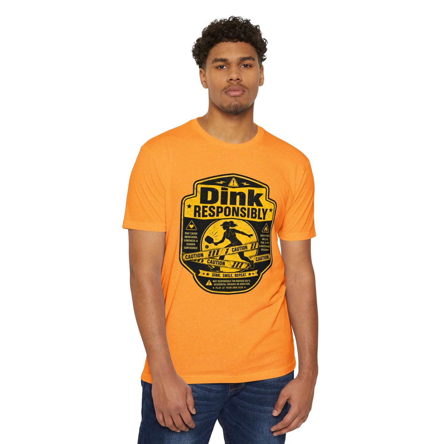 Dink Responsibly T-Shirt — Funny Pickleball 'Dink Responsibly' Graphic Tee (Salty Logo on Back)