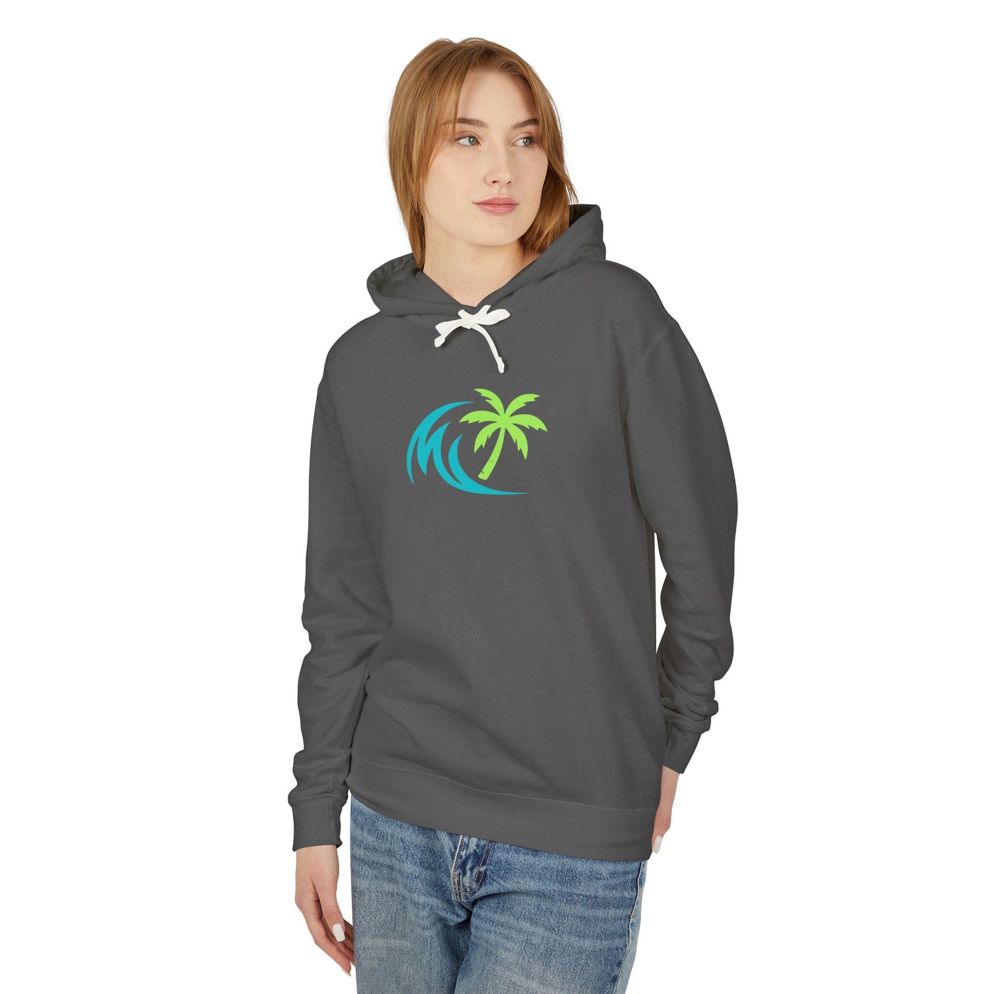 Salty Attitude Hoodie — Beach Palm Wave Lightweight Pullover