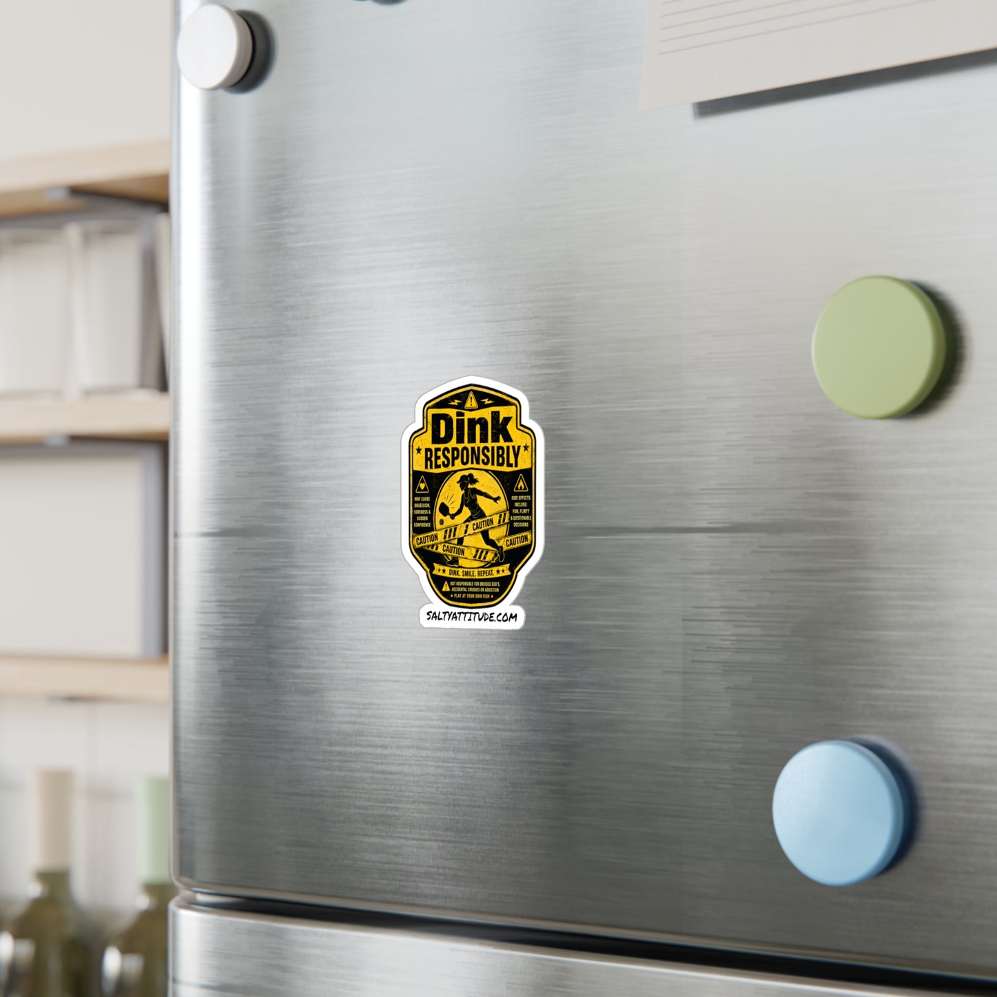 Dink Responsibly Yellow Caution Sticker — Kiss-Cut Vinyl Decal