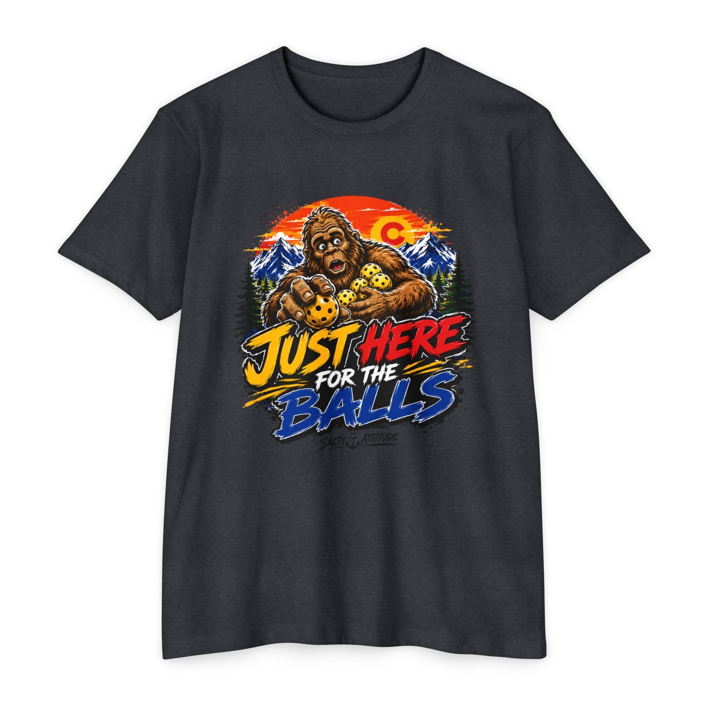 Just Here for the Balls T-Shirt — Funny Salty Attitude Sports Pickleball Tee