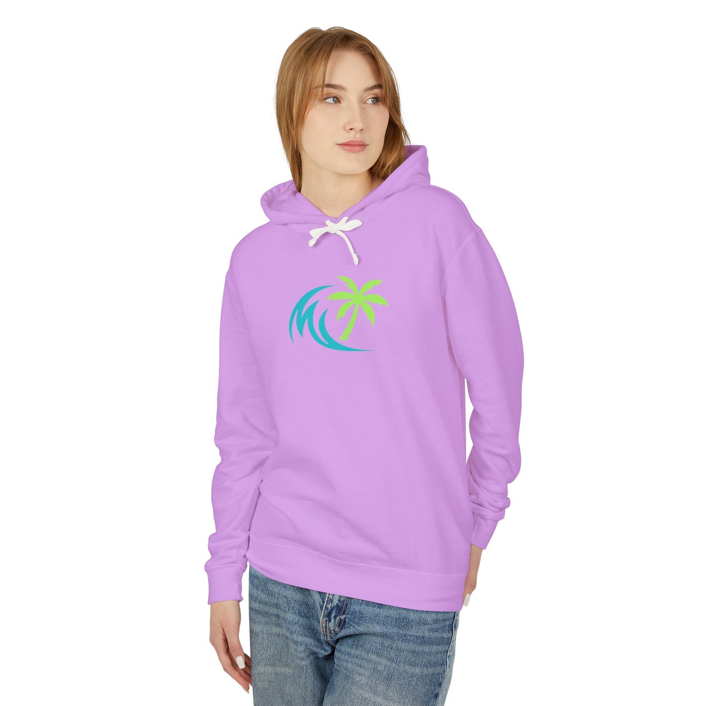 Salty Attitude Hoodie — Beach Palm Wave Lightweight Pullover