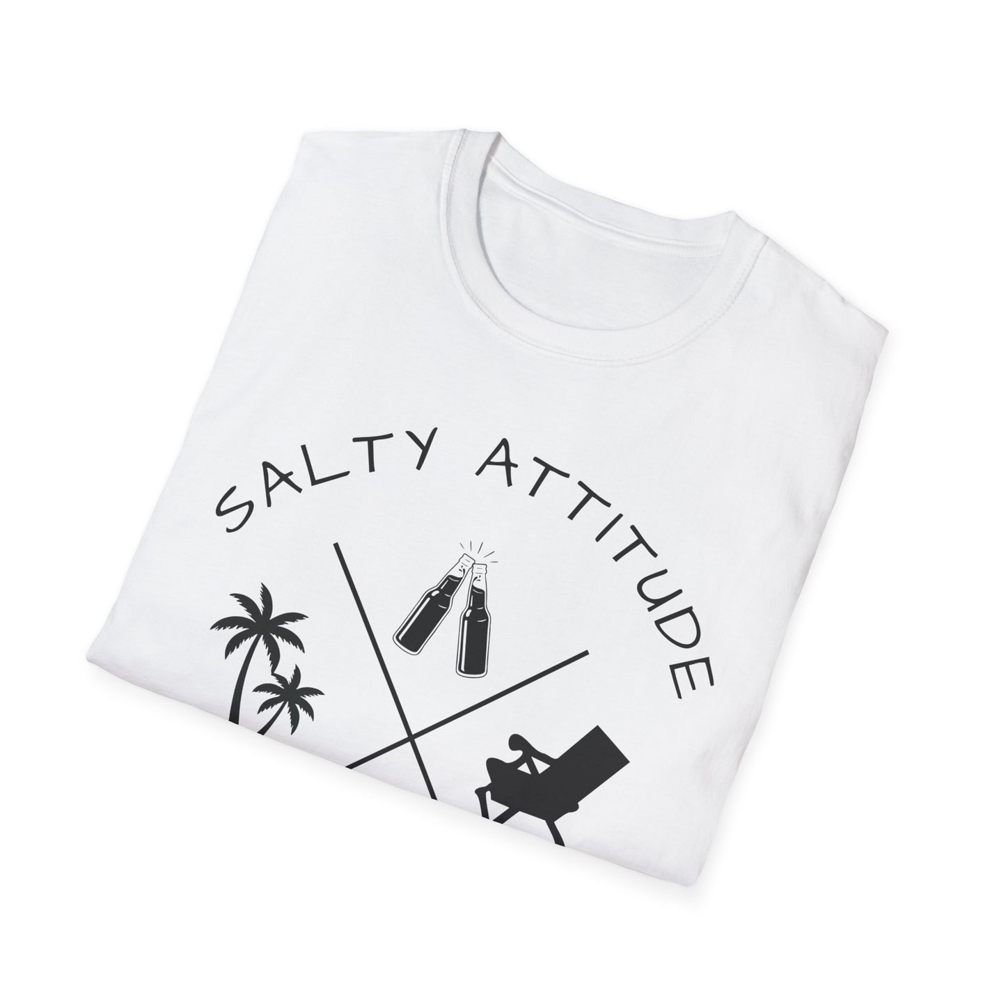 Salty Attitude Beach T-Shirt — Coastal Vacation Shirt with Sunglasses & Palm Icons