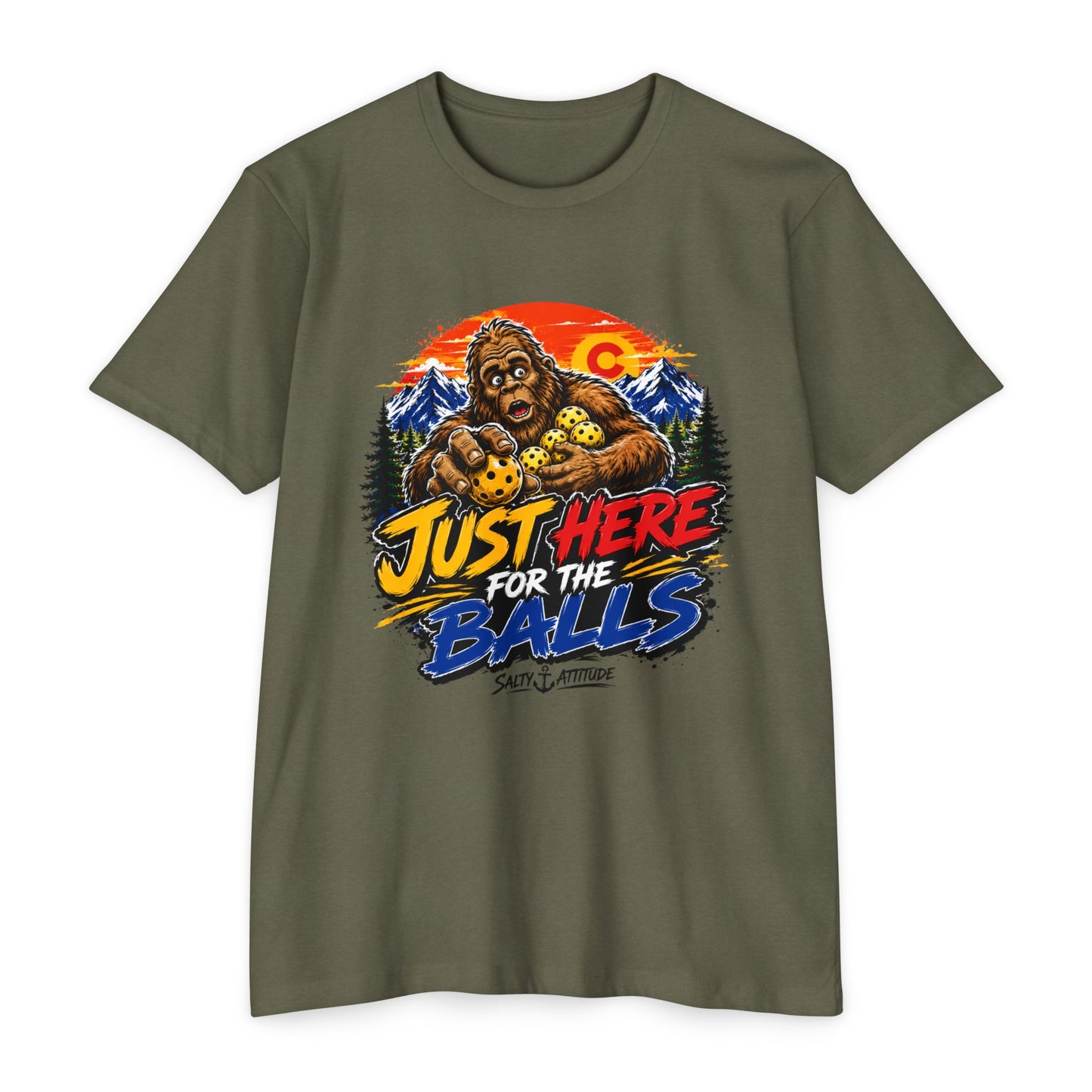 Just Here for the Balls T-Shirt — Funny Salty Attitude Sports Pickleball Tee