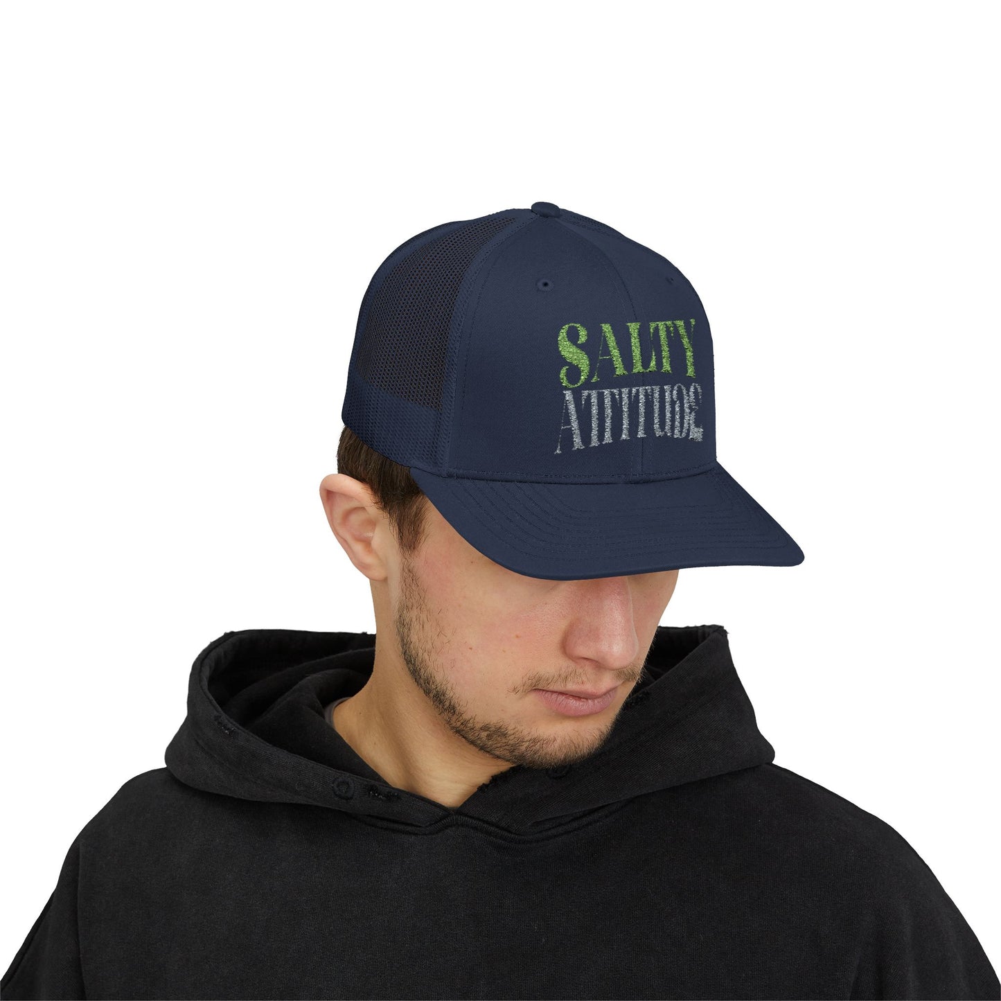 Salty Attitude Snapback Trucker Cap — Beachy, Sassy Mesh Hat for Coastal Lovers