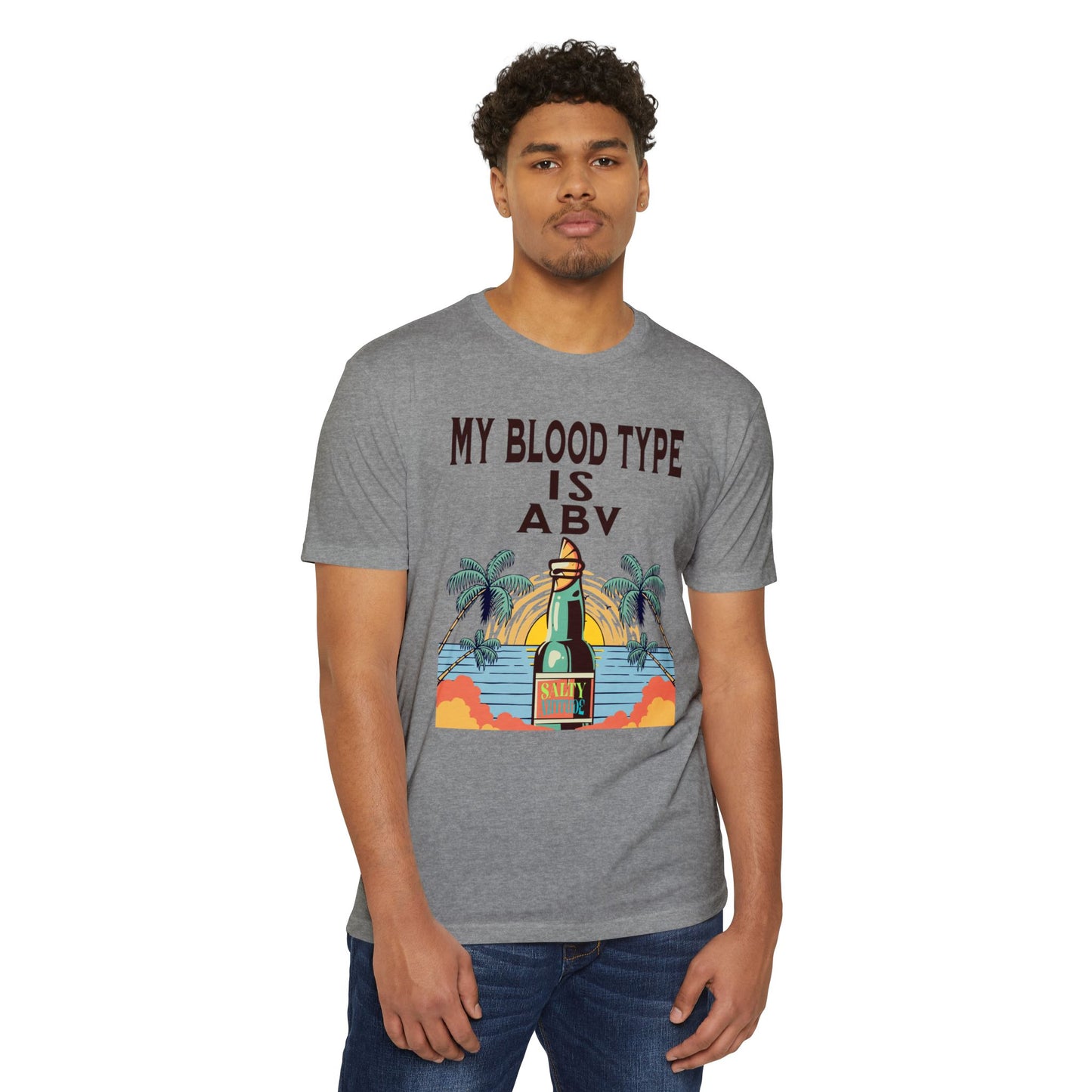 Salty Attitude T-Shirt — "My Blood Type Is ABV" Beach Beer Graphic Tee