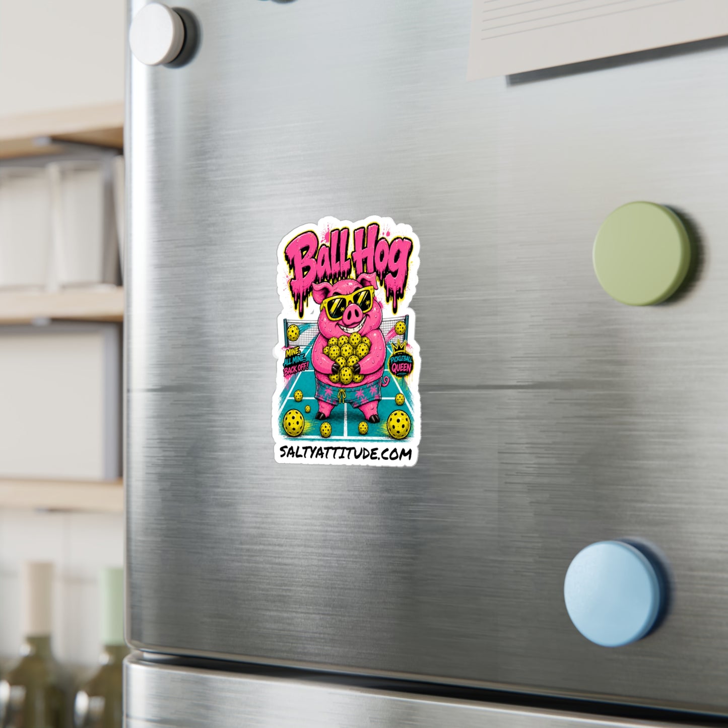 Ball Hog Pickleball Sticker — Kiss-Cut Vinyl Decal (SaltyAttitude.com)