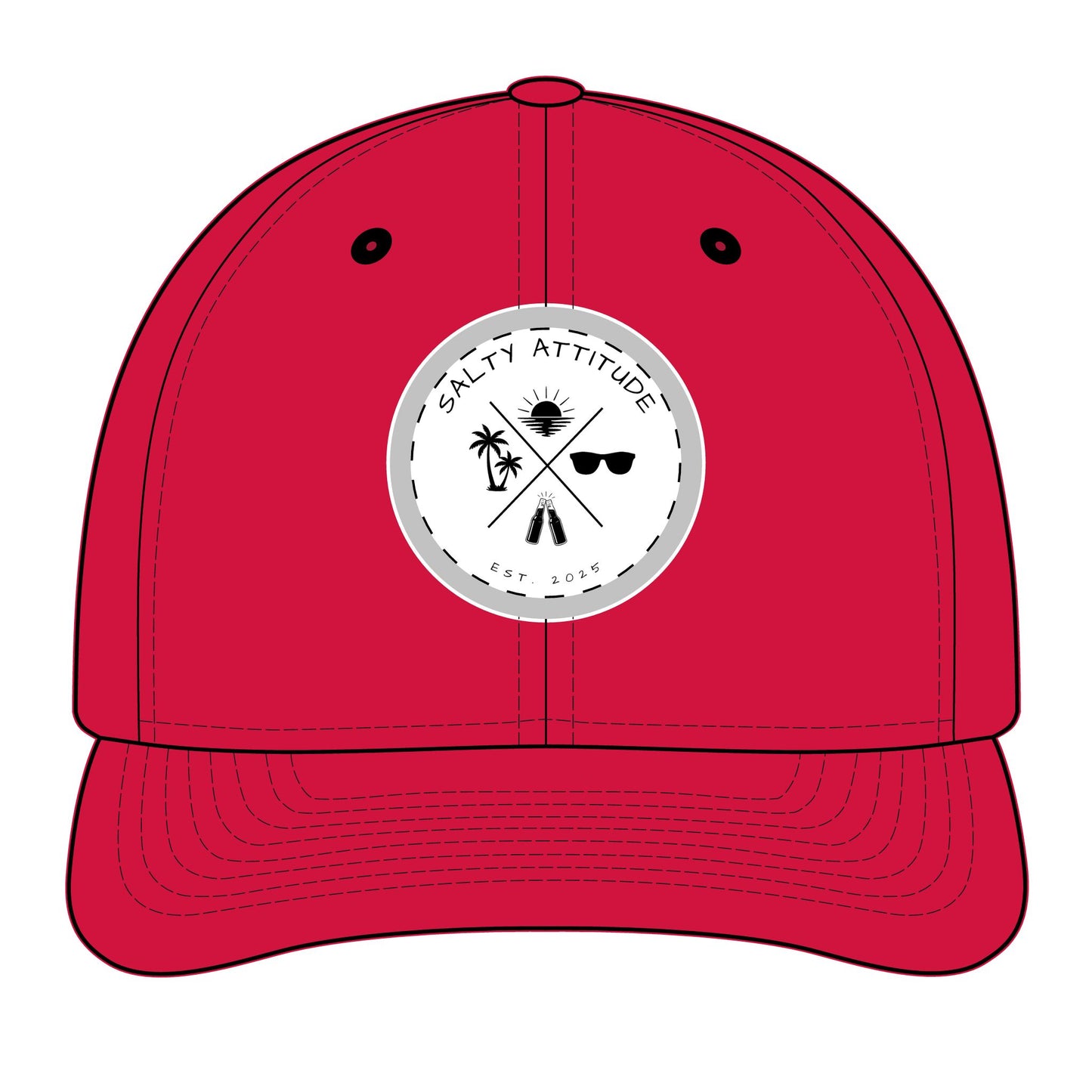 Trucker Hat - "Salty Attitude" Embroidered Patch Snapback