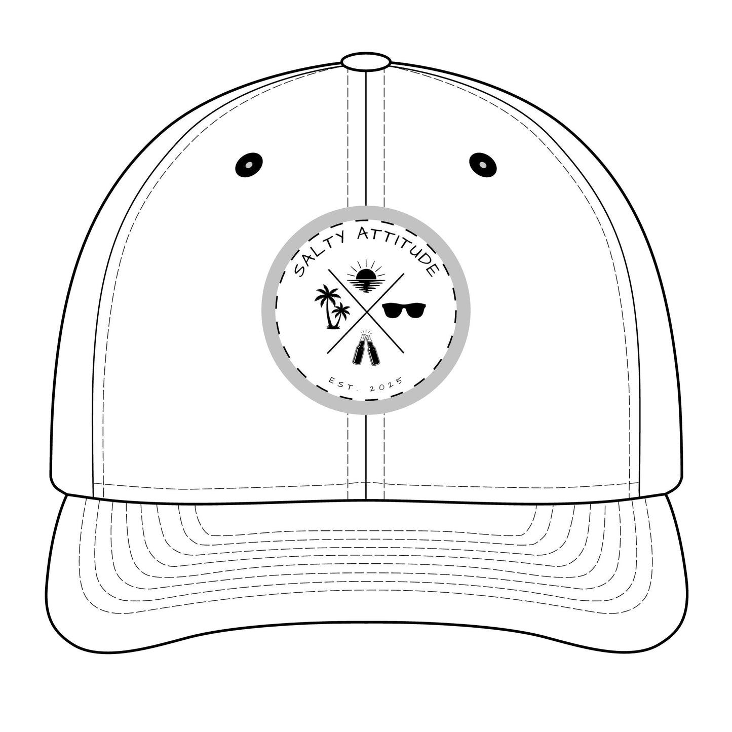 Trucker Hat - "Salty Attitude" Embroidered Patch Snapback