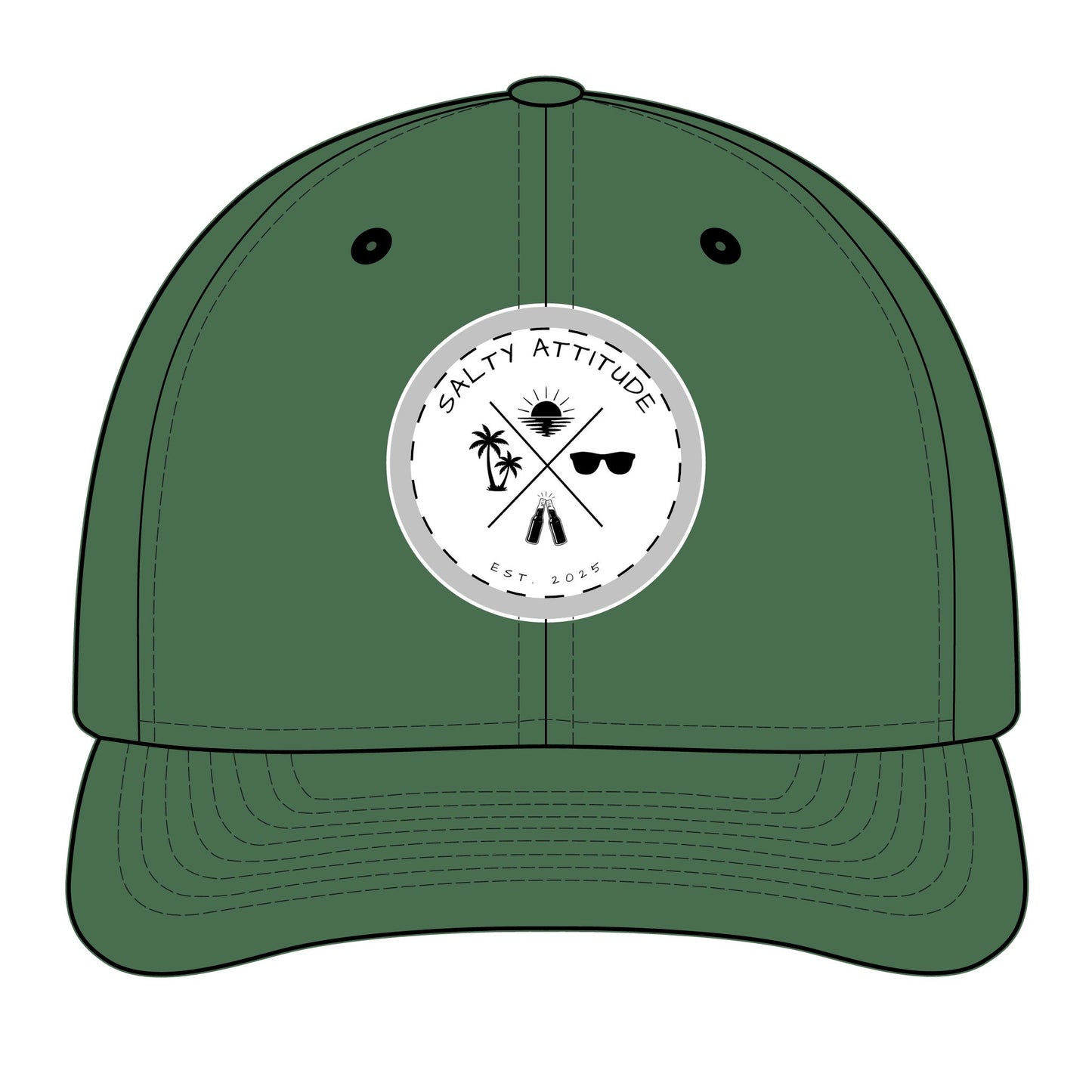 Trucker Hat - "Salty Attitude" Embroidered Patch Snapback