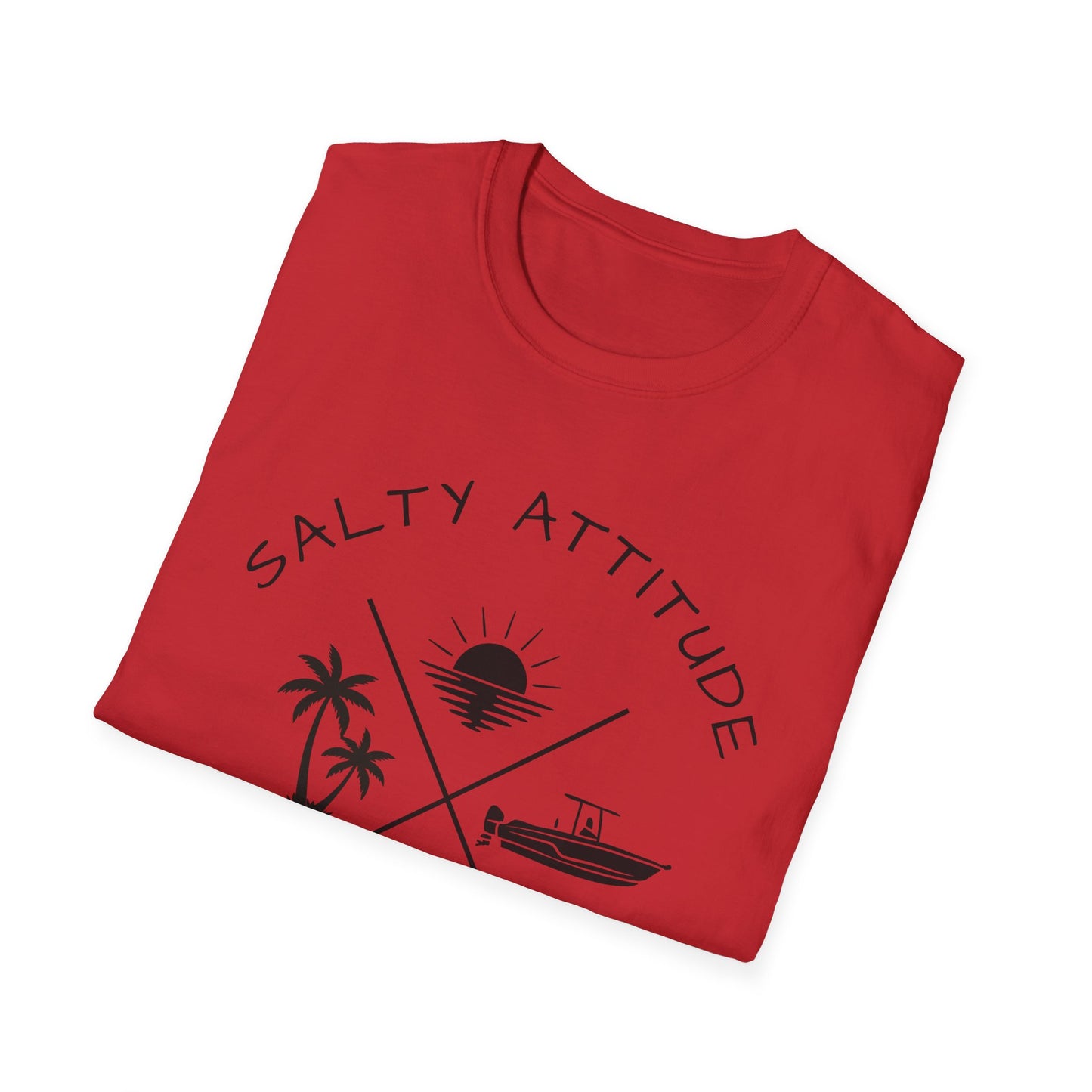 Salty Attitude Beach T-Shirt — Coastal Vacation Shirt with Boat & Palm Icons