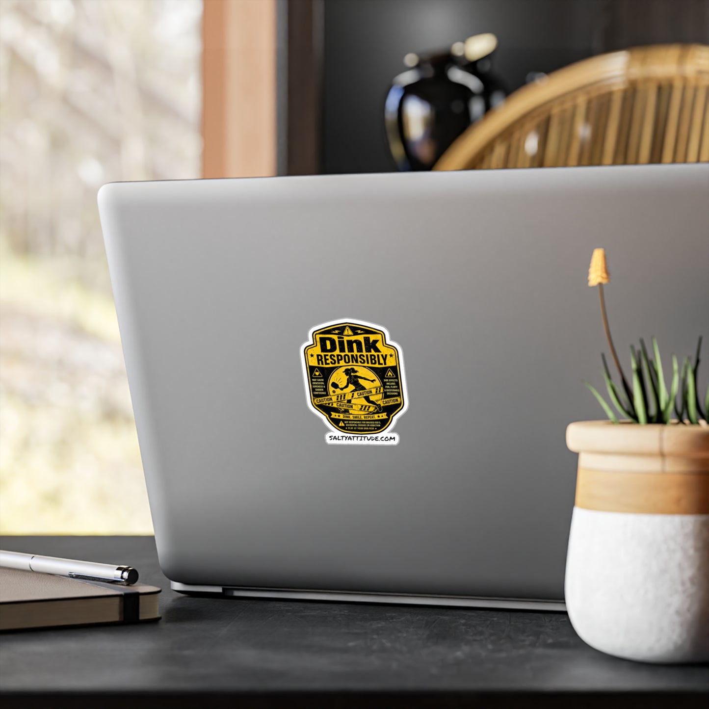 Dink Responsibly Yellow Caution Sticker — Kiss-Cut Vinyl Decal