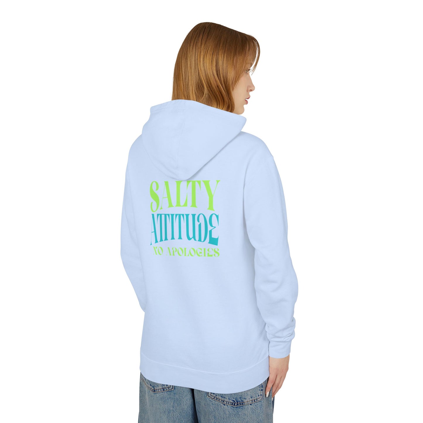 Salty Attitude Hoodie — Beach Palm Wave Lightweight Pullover