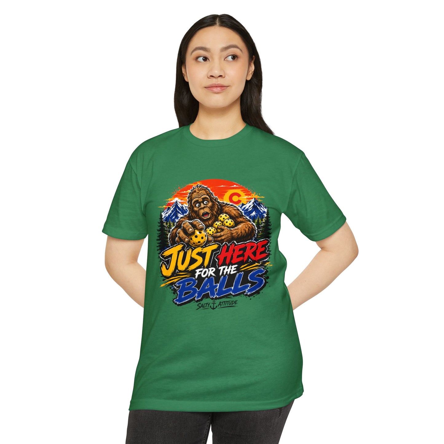 Just Here for the Balls T-Shirt — Funny Salty Attitude Sports Pickleball Tee