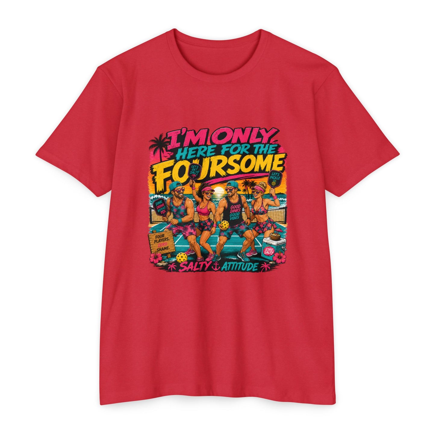 I'm Only Here for the Foursome Beach T-Shirt — Salty Attitude Retro Vacation Tee