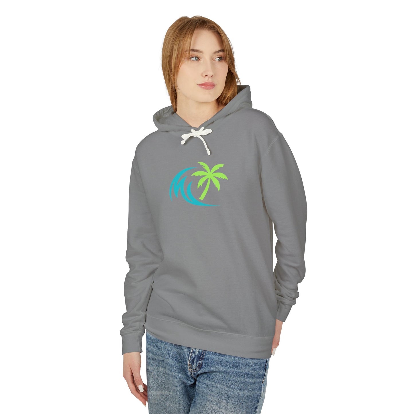 Salty Attitude Hoodie — Beach Palm Wave Lightweight Pullover