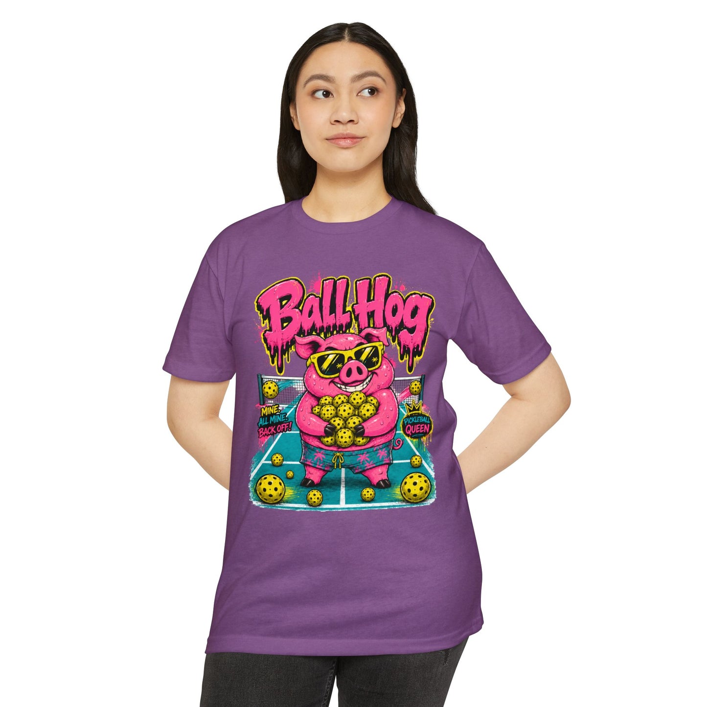 Ball Hog Pickleball T-Shirt — Retro Pig Graphic Tee ("Ball Hog")