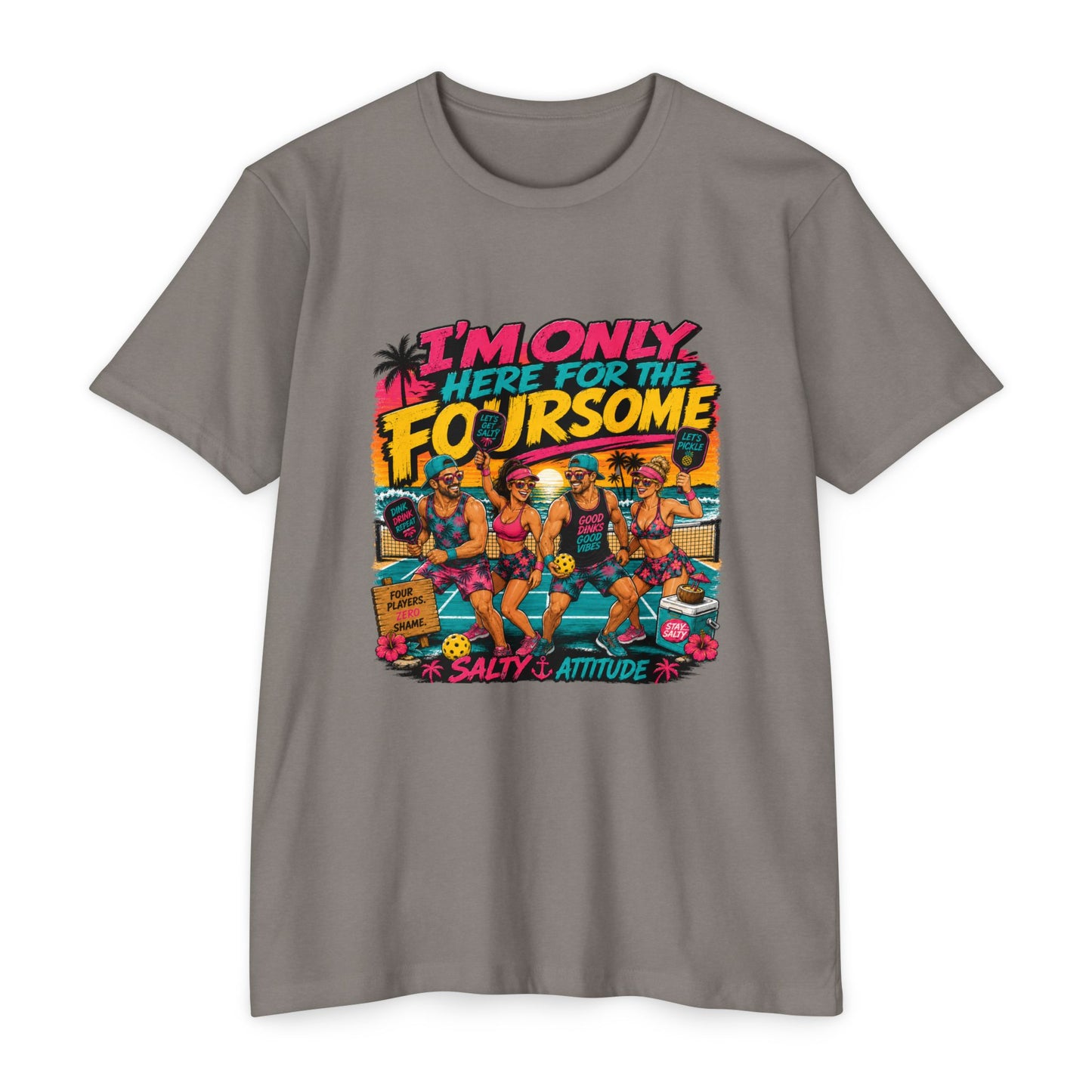 I'm Only Here for the Foursome Beach T-Shirt — Salty Attitude Retro Vacation Tee