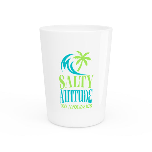 Salty Attitude Shot Glass, Fun Beach Barware, Tropical Party Glass,
