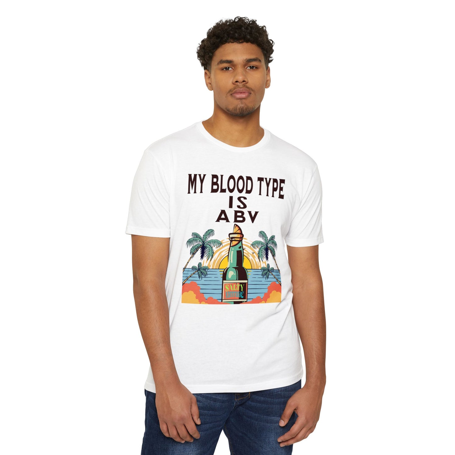 Salty Attitude T-Shirt — "My Blood Type Is ABV" Beach Beer Graphic Tee