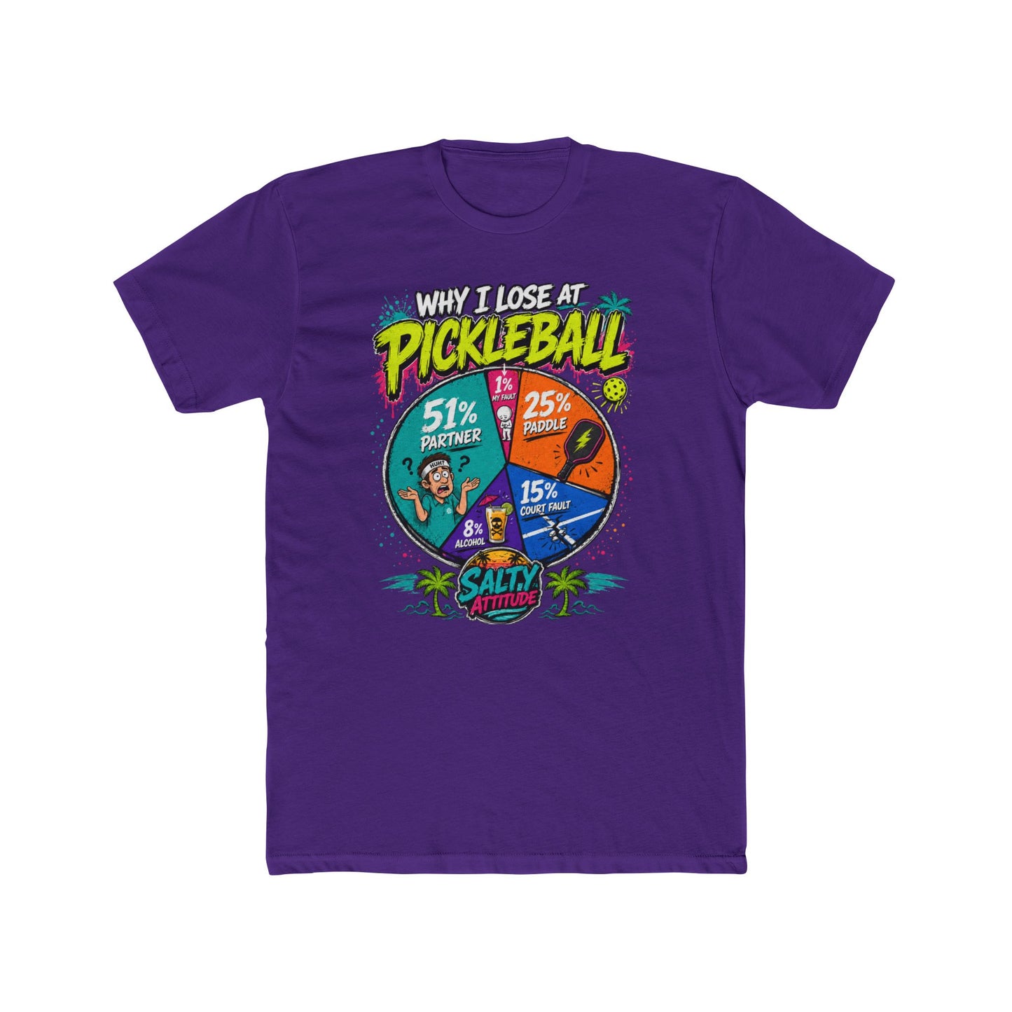 Pickleball Loss Pie Chart T-Shirt — “Why I Lose at Pickleball” Funny Sports Tee