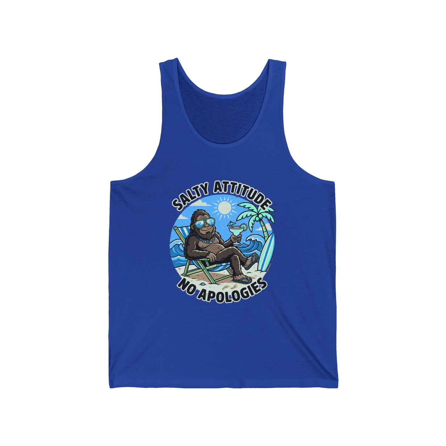 Salty Attitude No Apologies Tank Top — Funny Beach Vibes Surfing Palm Graphic