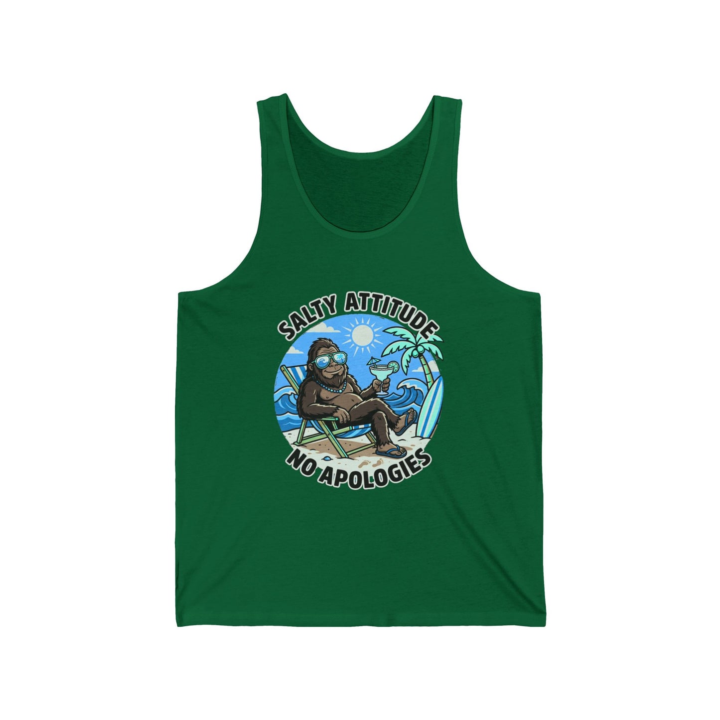 Salty Attitude No Apologies Tank Top — Funny Beach Vibes Surfing Palm Graphic