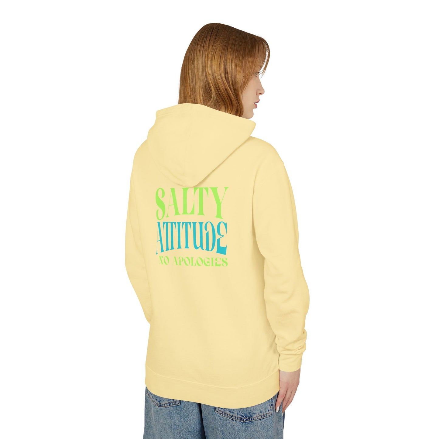 Salty Attitude Hoodie — Beach Palm Wave Lightweight Pullover