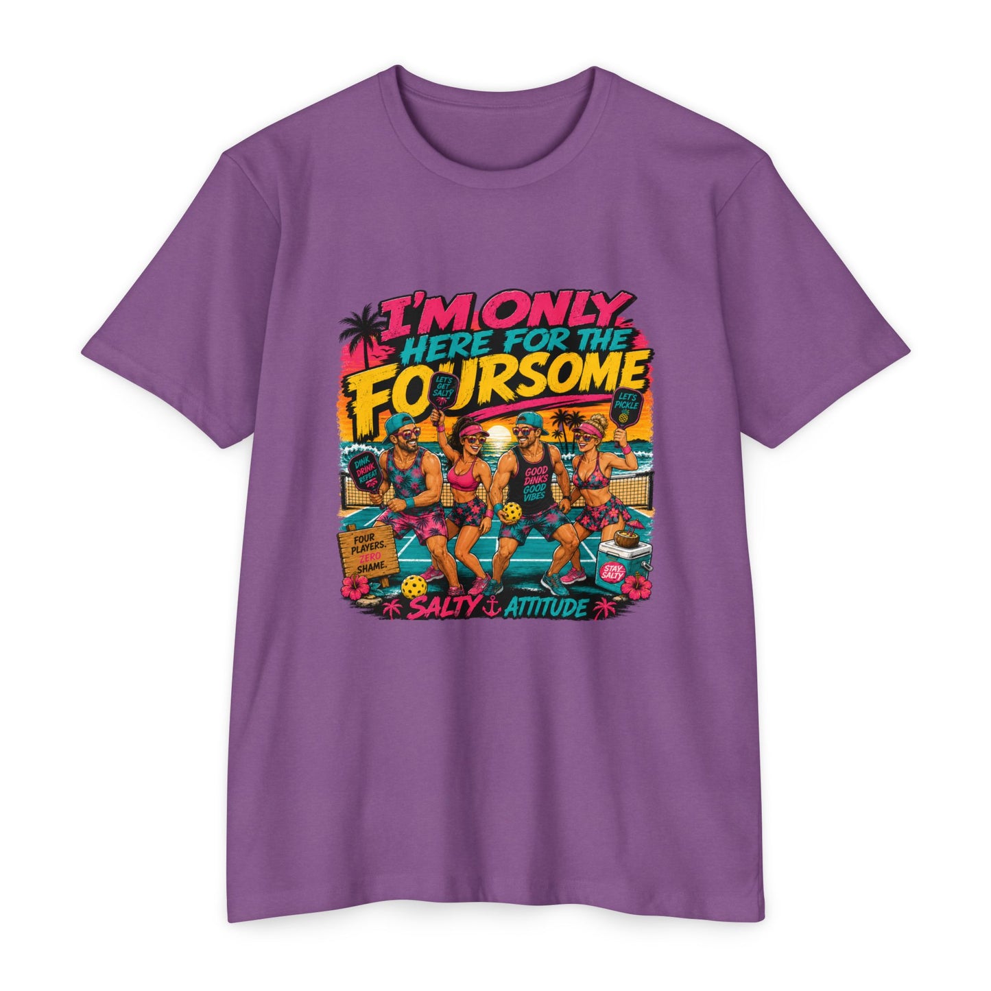 I'm Only Here for the Foursome Beach T-Shirt — Salty Attitude Retro Vacation Tee