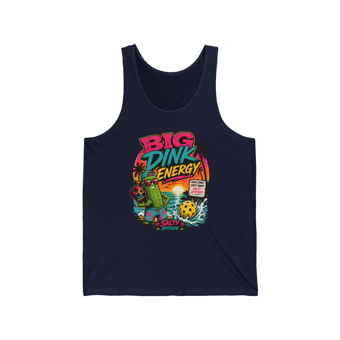 Big Dink Energy Tank Top — Retro Beach Pickleball Graphic “Big Dink Energy”