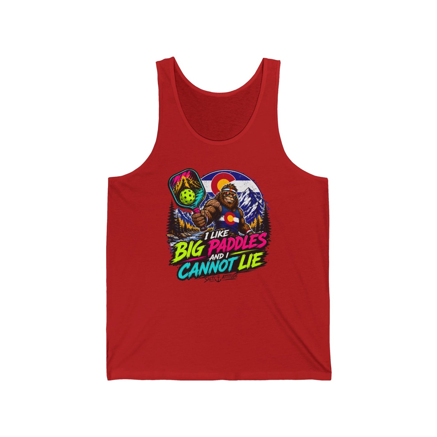 Pickleball Tank Top — "I Like Big Paddles and I Cannot Lie" Retro Graphic