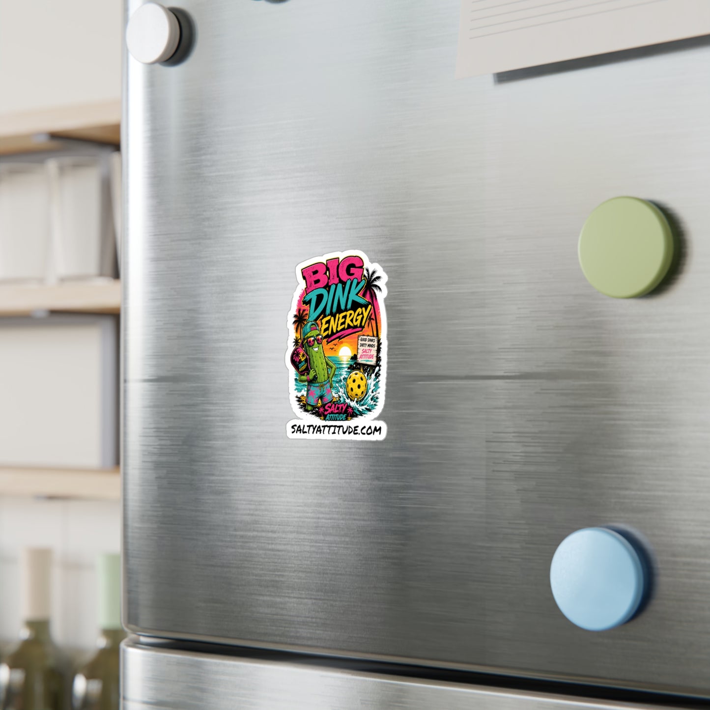 Big Dink Energy Vinyl Sticker — Retro Beach Pickleball Design