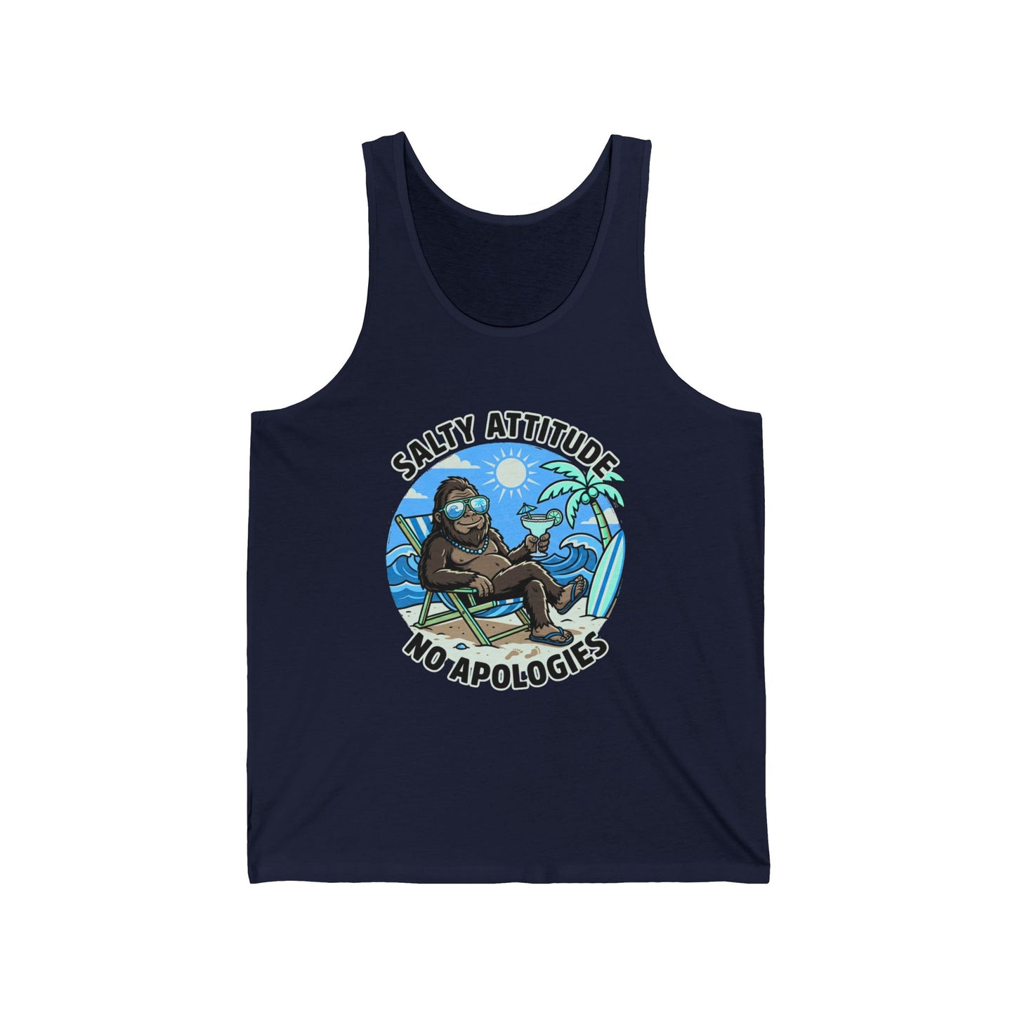 Salty Attitude No Apologies Tank Top — Funny Beach Vibes Surfing Palm Graphic