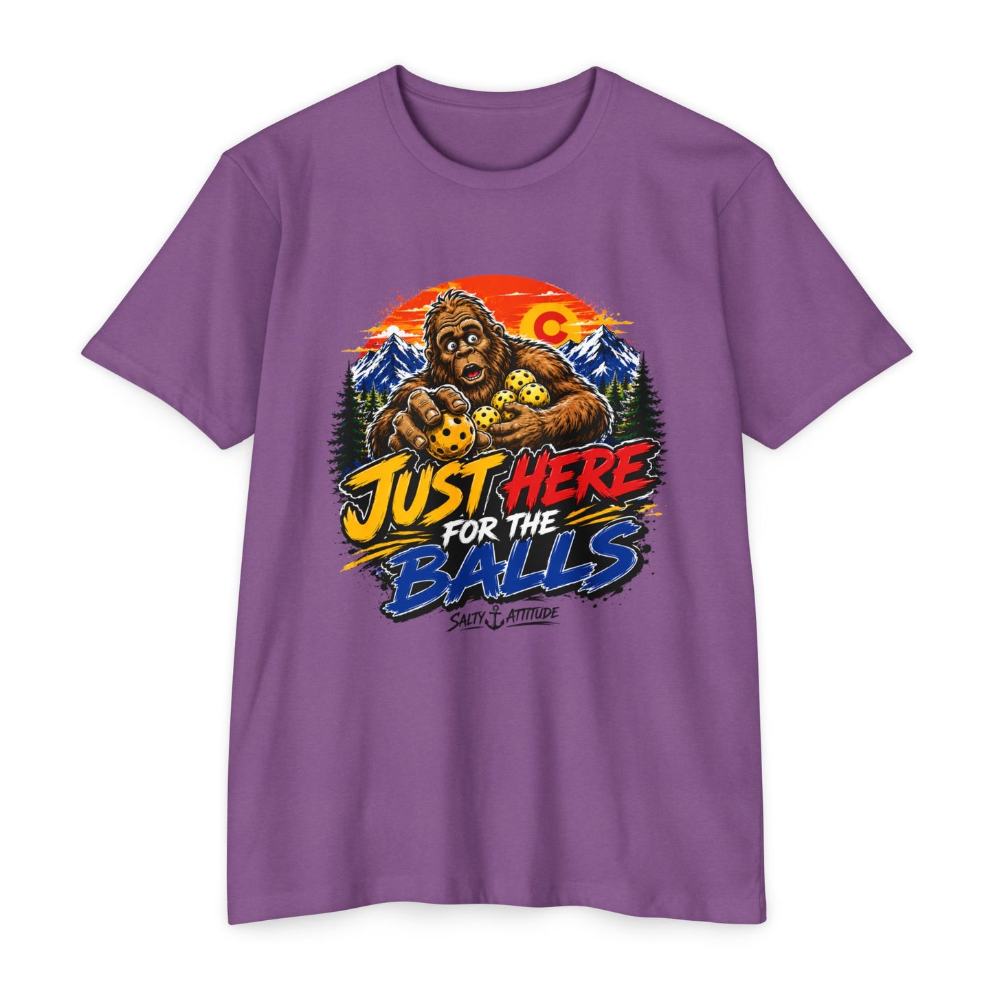 Just Here for the Balls T-Shirt — Funny Salty Attitude Sports Pickleball Tee