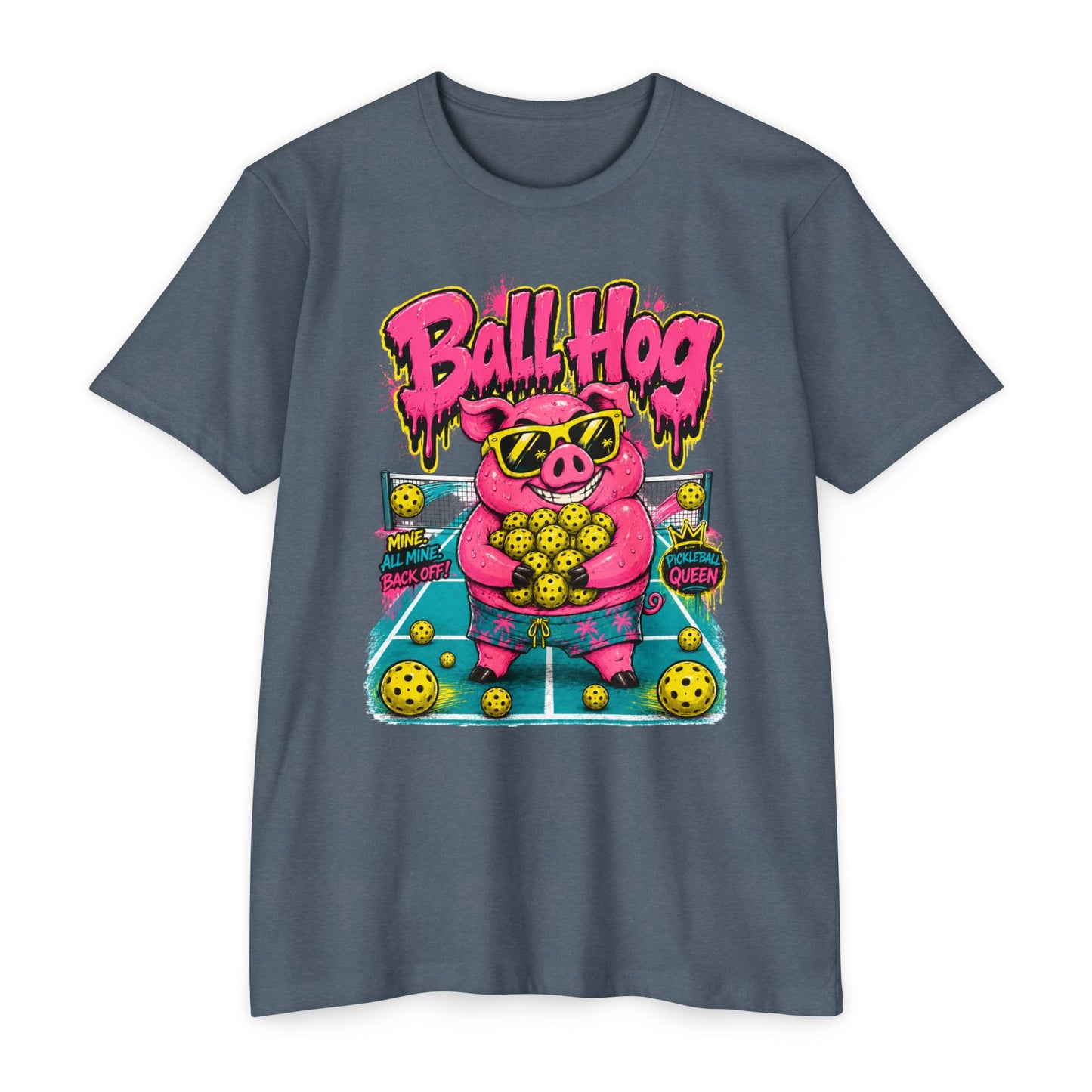 Ball Hog Pickleball T-Shirt — Retro Pig Graphic Tee ("Ball Hog")